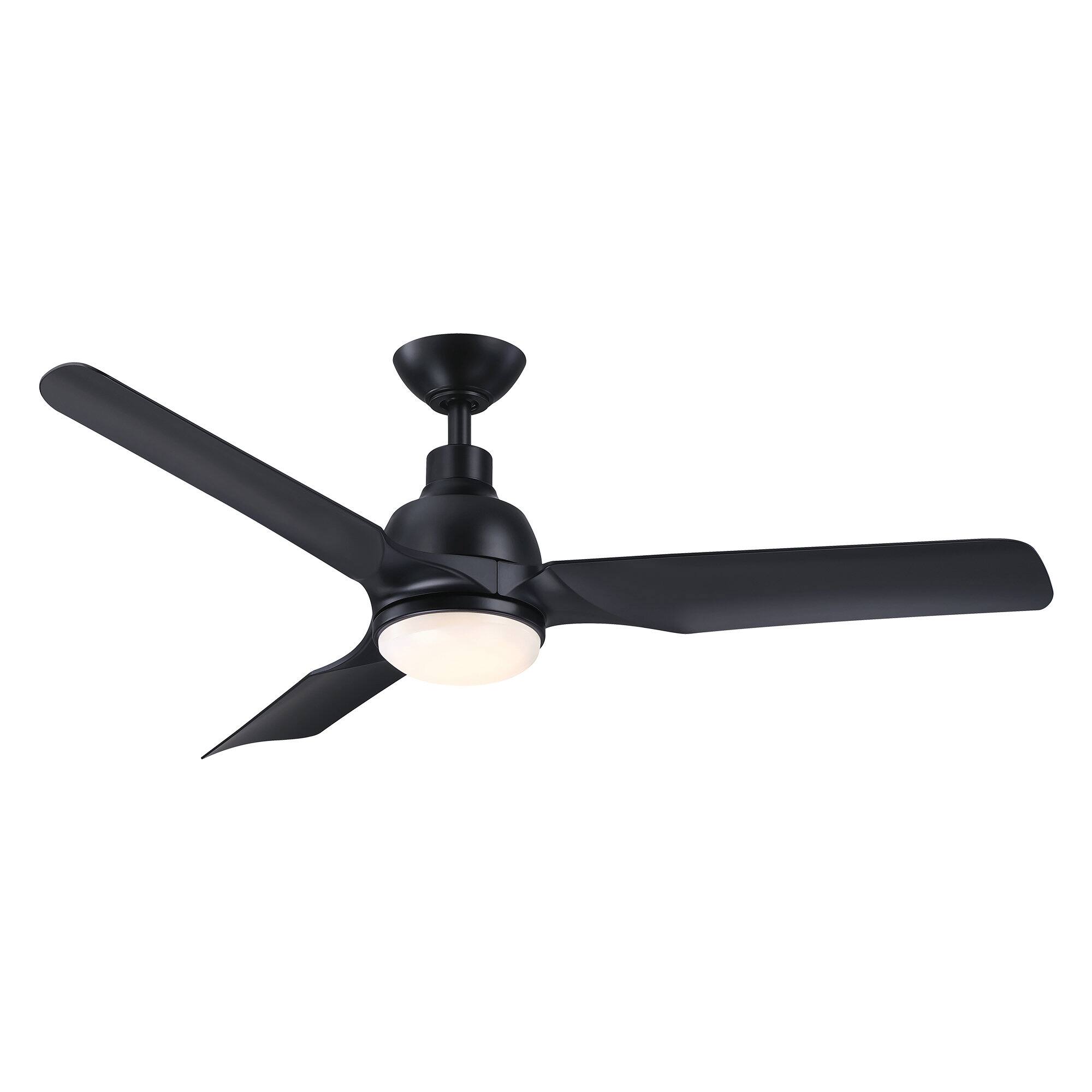 Back. Parrot Uncle - 52" Modern Black ABS 3-Blade Dimmable LED Ceiling Fan with Remote - Black.