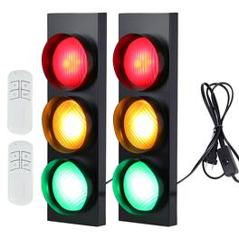 METALTON - Traffic Light Wall Lamp Retro Style Led With Remote Control Fun Room Stop Decor For Children s Day - 1-Side 3-Light (2PCS)