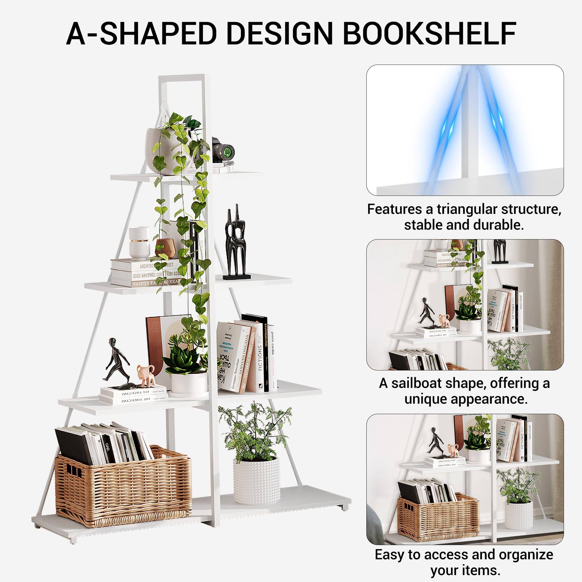 A-SHAPED DESIGN BOOKSHELF

Features a triangular structure, stable and durable.

A sailboat shape, offering a unique appearance.

Easy to access and organize your items.