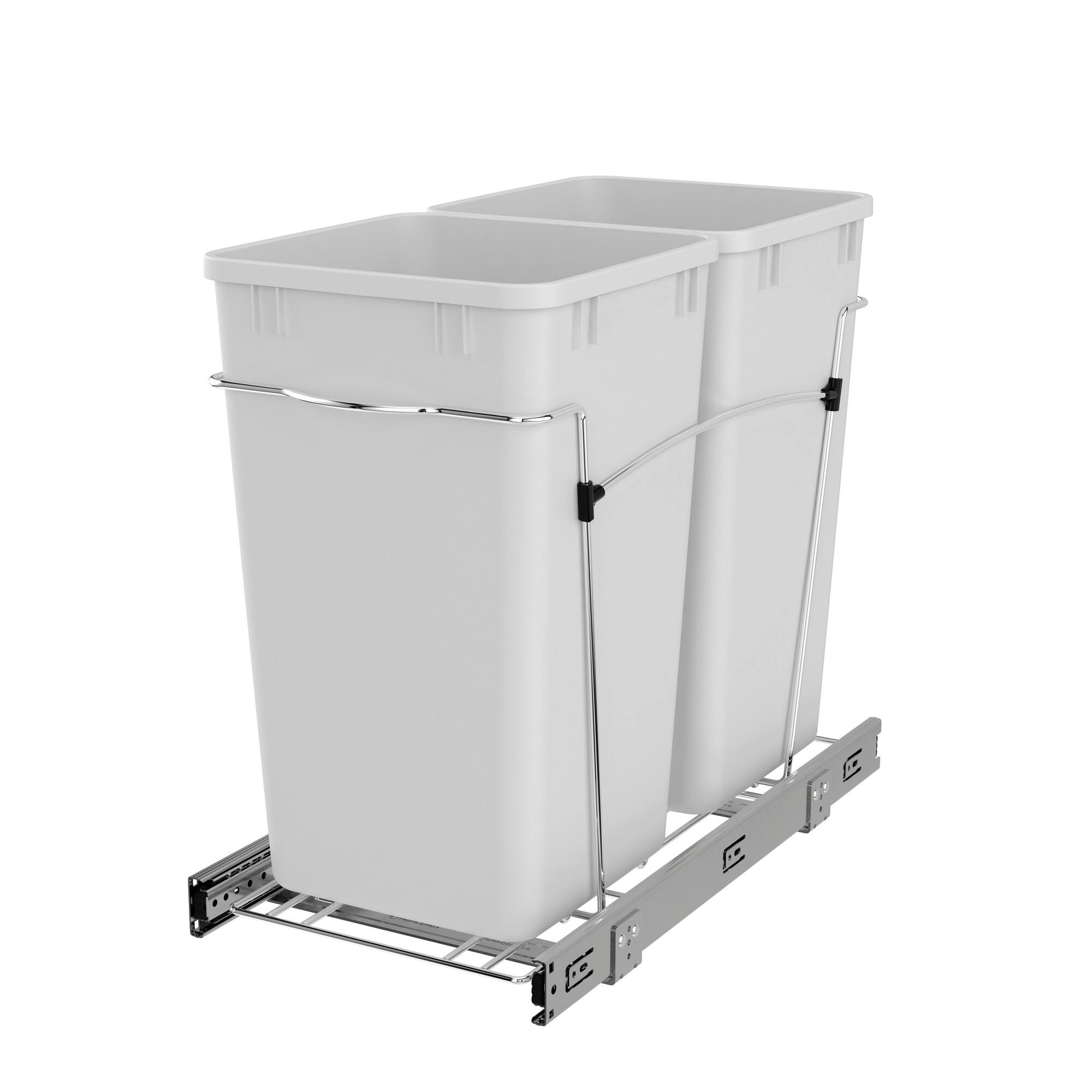 Rev-A-Shelf - Double Pullout Trash Cans 27 qt. for Kitchen, RV-15KD-11C S - White