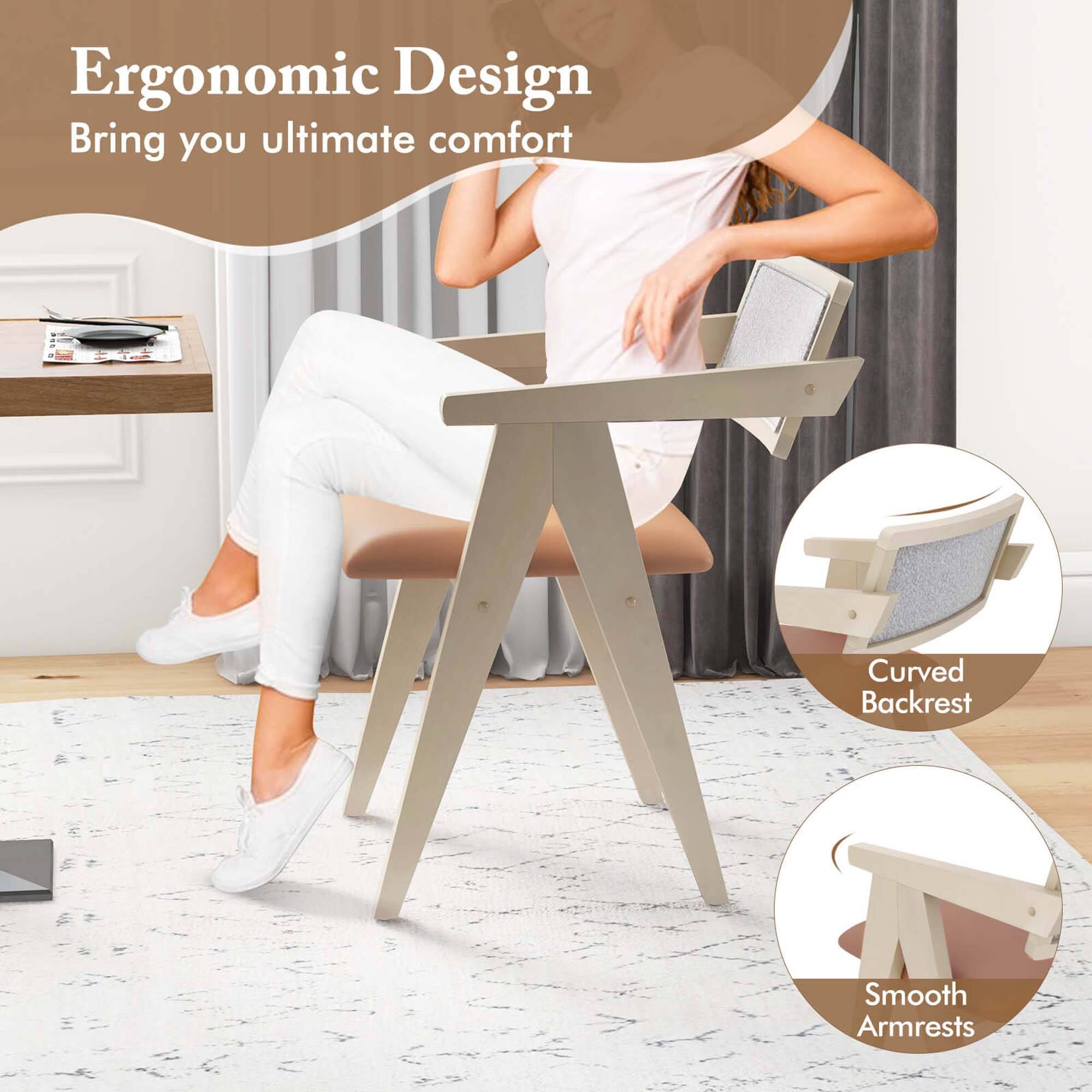 Ergonomic Design: Bring you ultimate comfort. Curved Backrest. Smooth Armrests.