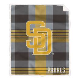 Pegasus - San Diego Padres 60- x 70- Plaid Steel Ultra Cozy Sherpa Blanket - Multicolor