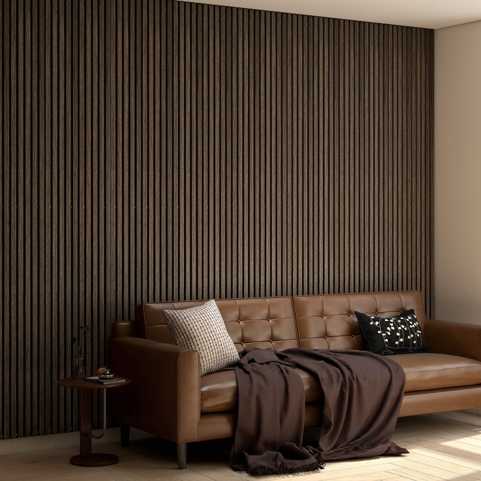 Alt View 1. Homcom - x 8" Wood Panels for Wall, 4 Pack Acoustic Panels, Sound Absorbing Slat Wall For Interior Wall Decor - Walnut.