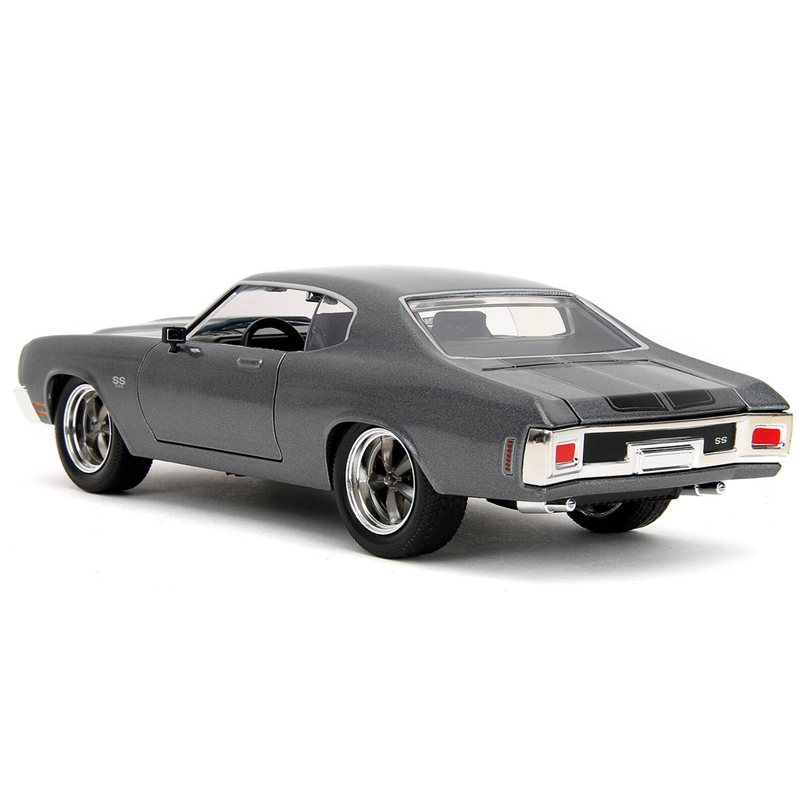 Alt View 5. Jada - 1970 Chevrolet Chevelle SS Gray Met. w/ Black Stripes "Fast & Furious 25th Anniversary" 1/24 Diecast Model Car by Jada.