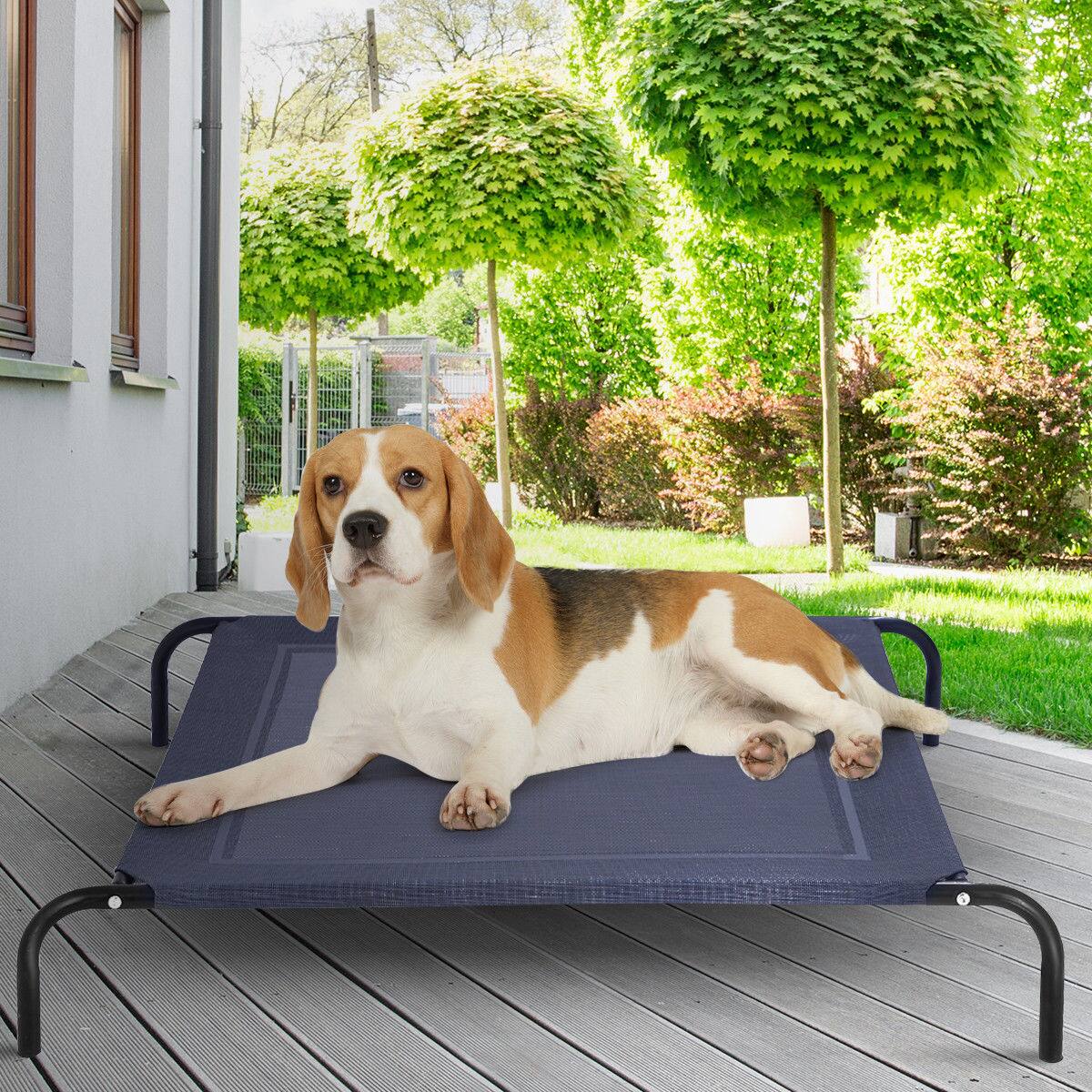 Alt View 1. Gymax - Gymax Large Dog Cat Bed Elevated Pet Cot Indoor Outdoor Camping Steel Frame Mat - Grey.