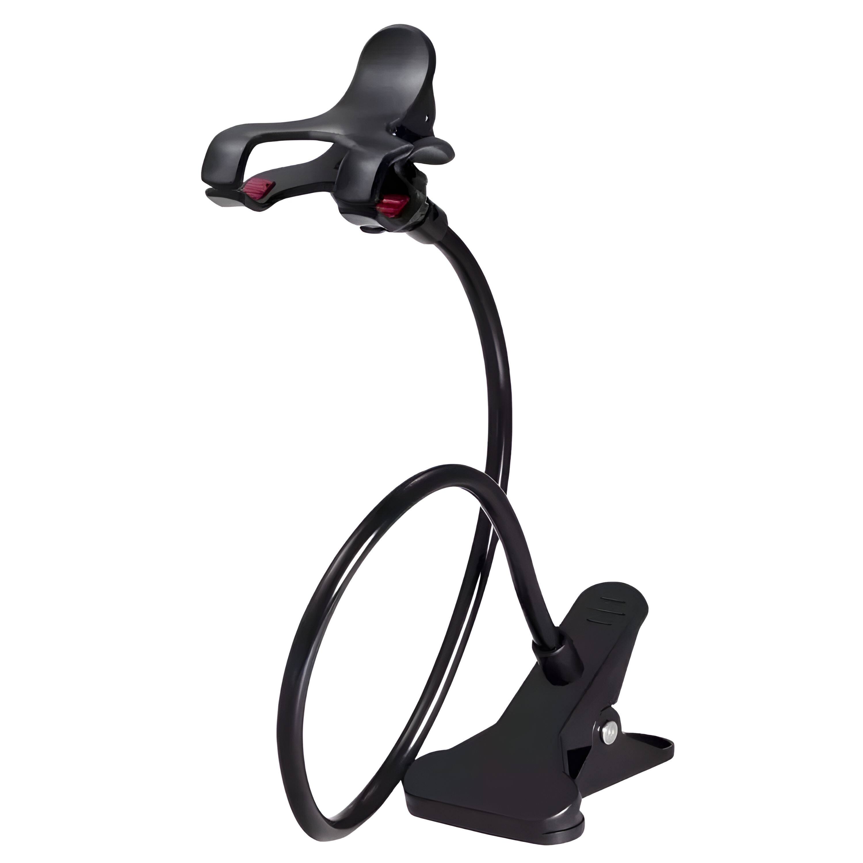 Front. Kitcheniva - Universal Flexible Lazy Mobile Phone Gooseneck Stand Holder Clip - Black.