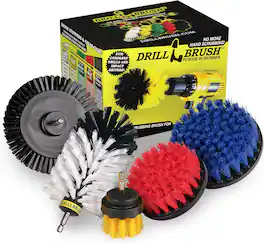 Drillbrush - 5in Flat Brush, 4in Flat Brush, 2in Short Brush, and Jumbo Original - Home & Auto Cleaning Products - Variety Purpose