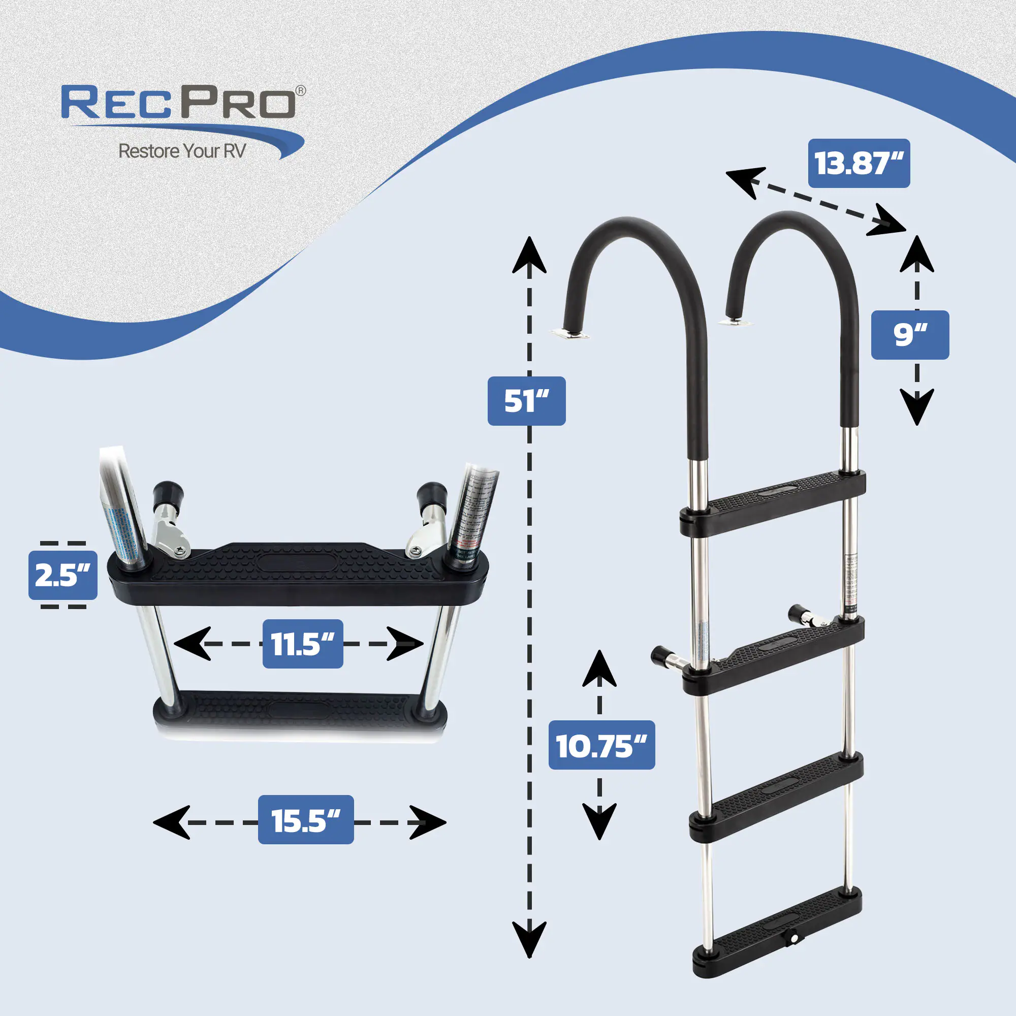 REC PRO Restore Your RV  
13.87" 9" 51" 2.5" 11.5" 10.75" 15.5"