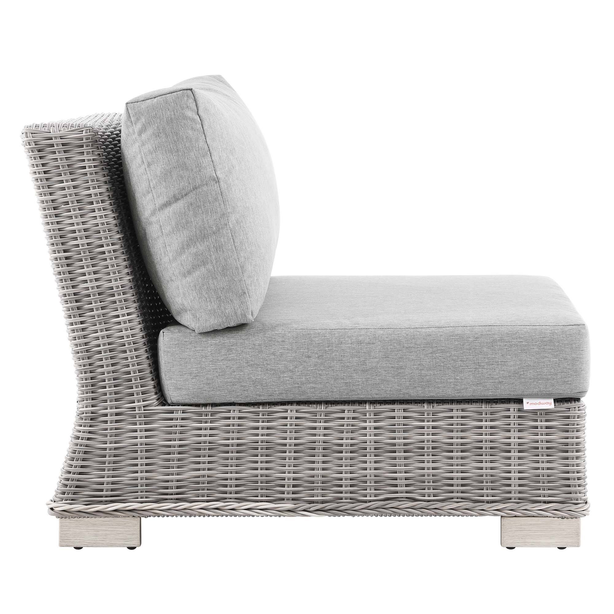 Alt View 1. Modway - Conway Outdoor Patio Wicker Rattan Armless Chair by Modway - Light Gray Gray.
