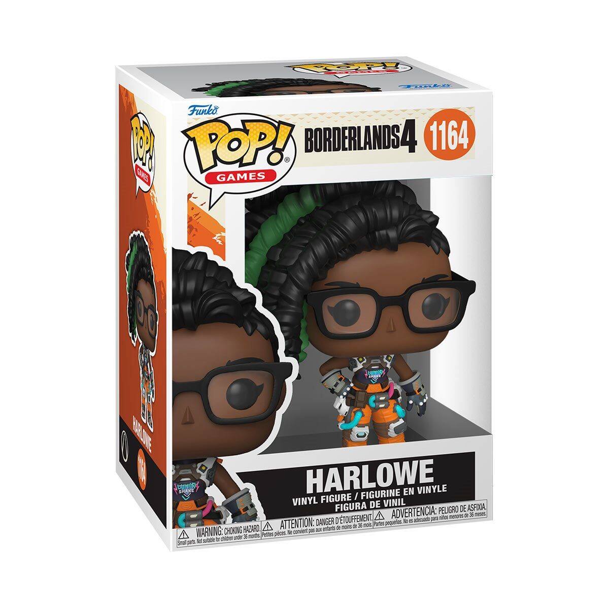 Funko POP! BORDERLANDS 4 1164  
GARS GAMES  
HARLOWE EN VINYLE FIGURE / FIGURINE EN VINYLE / FIGURA DE VINIL  
ADVERTENCIA: PELOJO DE ASFIGA TOUFFEMENT A ATTENTION: DANGER  
WARNING: CHOKING HAZARD - Small parts. Not for children under 3 years.