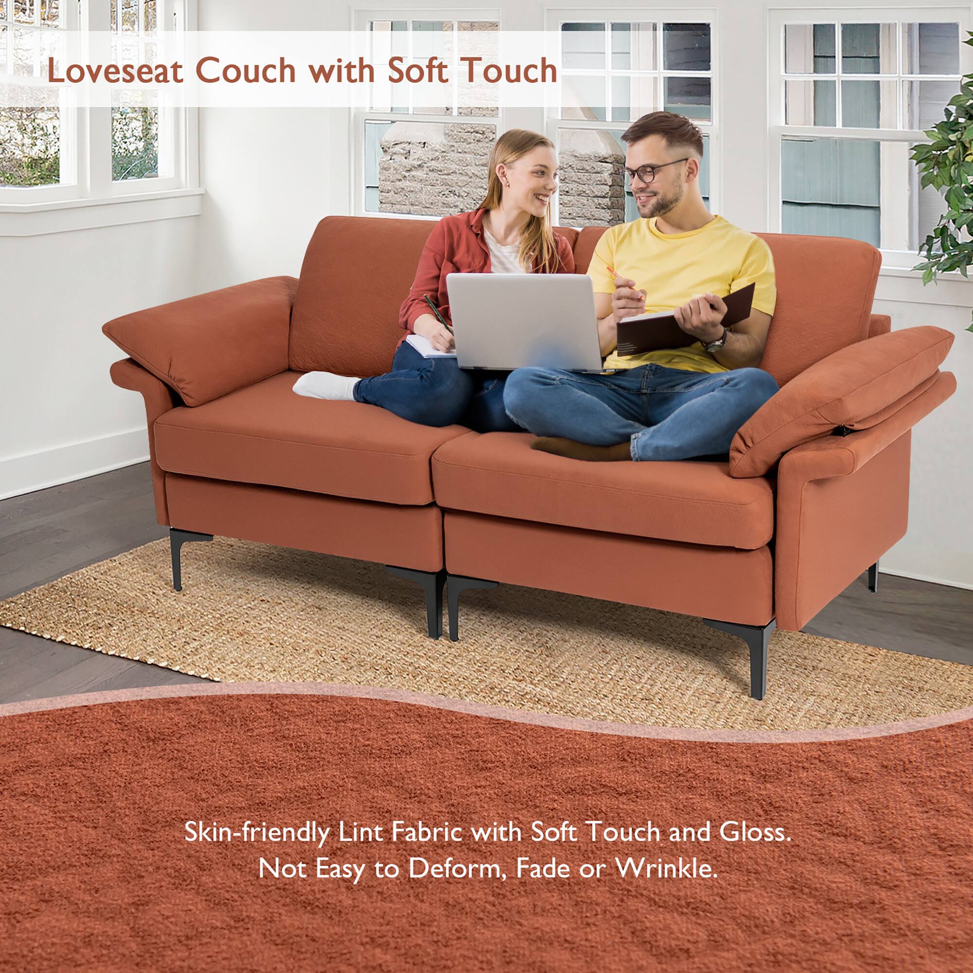 Loveseat Couch with Soft Touch

Skin-friendly Lint Fabric with Soft Touch and Gloss. Not Easy to Deform, Fade or Wrinkle.