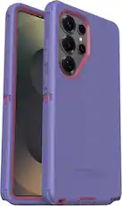 Front. OtterBox - OtterBox - Defender Series Pro Hard Shell for Galaxy S25 Ultra - Violet Current (Purple & Pink).
