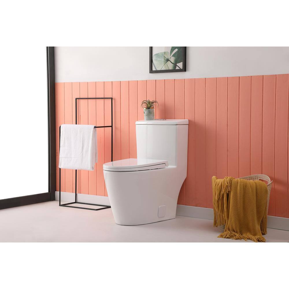 Alt View 10. Elegant Kitchen and Bath - Winslet One-piece elongated Toilet 28x16x29 in White - White.