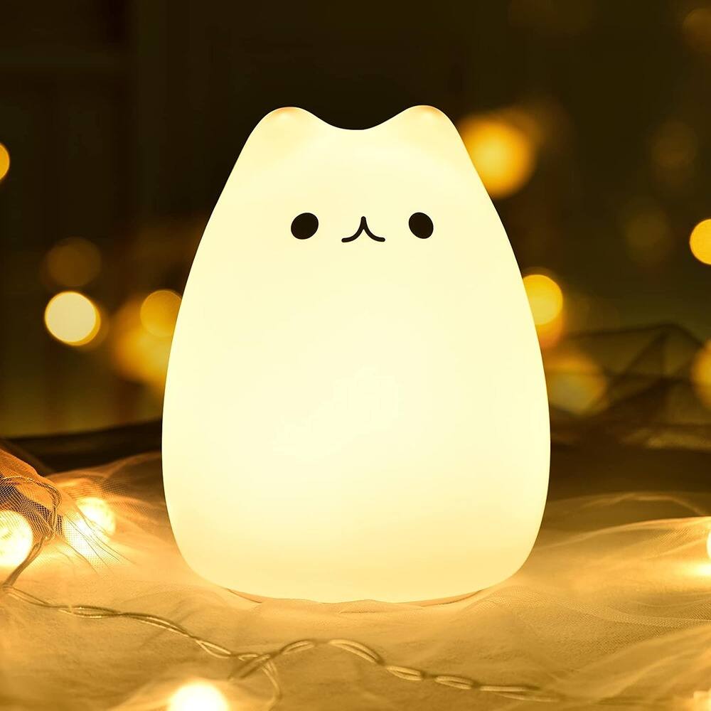 Schertz - Cute Kitty Night Light, Silicone Nightlight for Kids, Teens & Women