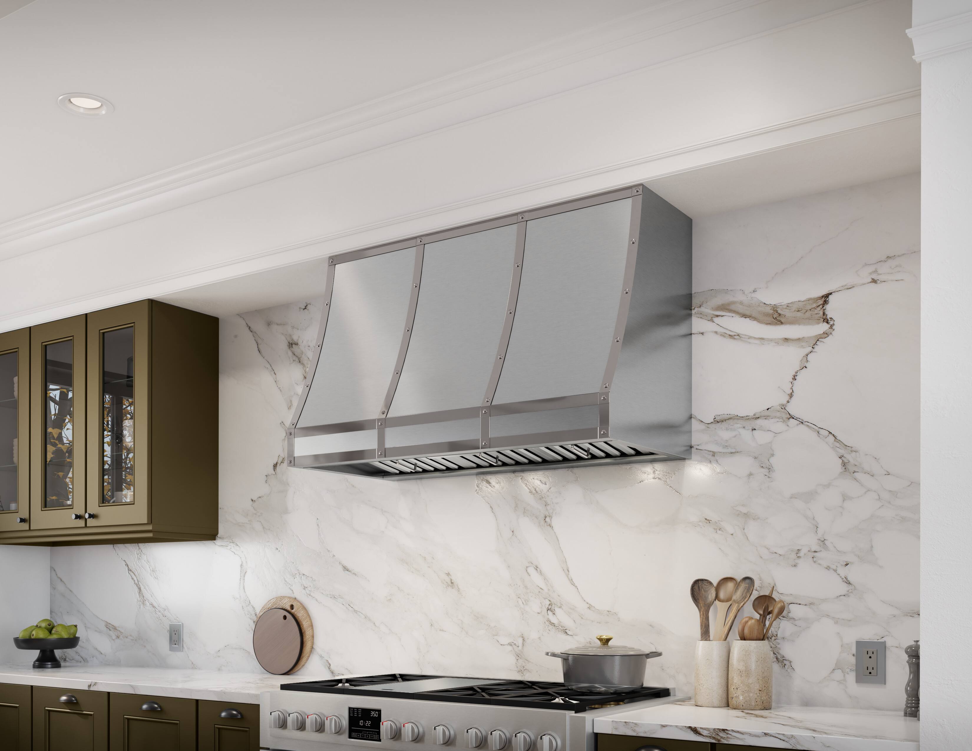 Alt View 12. Zephyr - Forte 36 in. Convertible Wall Mount Custom Range Hood - Stainless Steel.