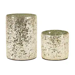 BreeBe - Mosaic Glass Candle Holder (Set of 2) - Gold