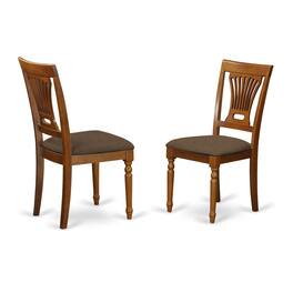 East West Furniture - PVC-SBR-C Plainville Chair with Cushion Seat - Finish - Saddle Brown