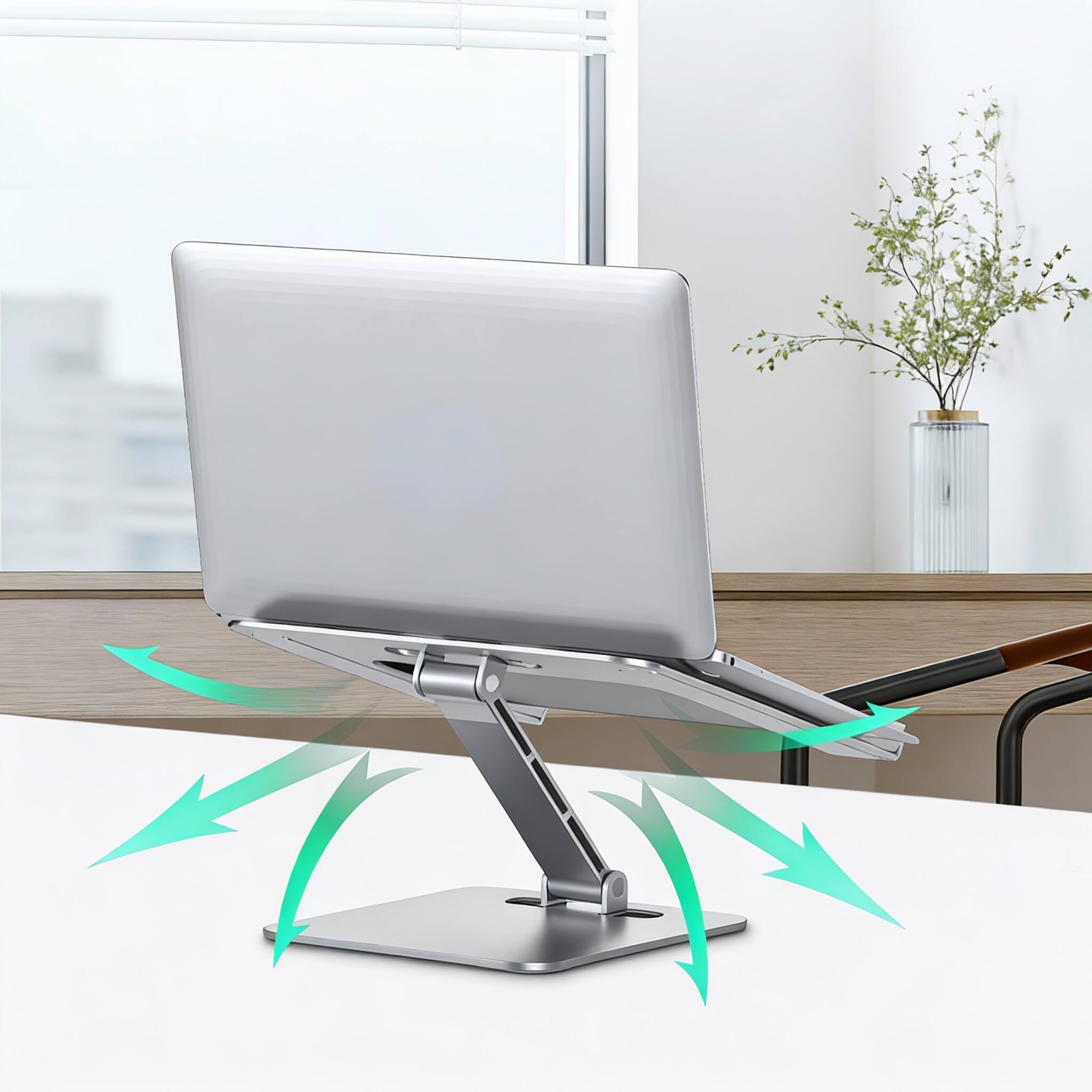 Alt View 2. Frangdom - Foldable Adjustable Aluminum Laptop Stand Desk Riser - Pink 7.48" 8.8 lbs, Size: 10-16".