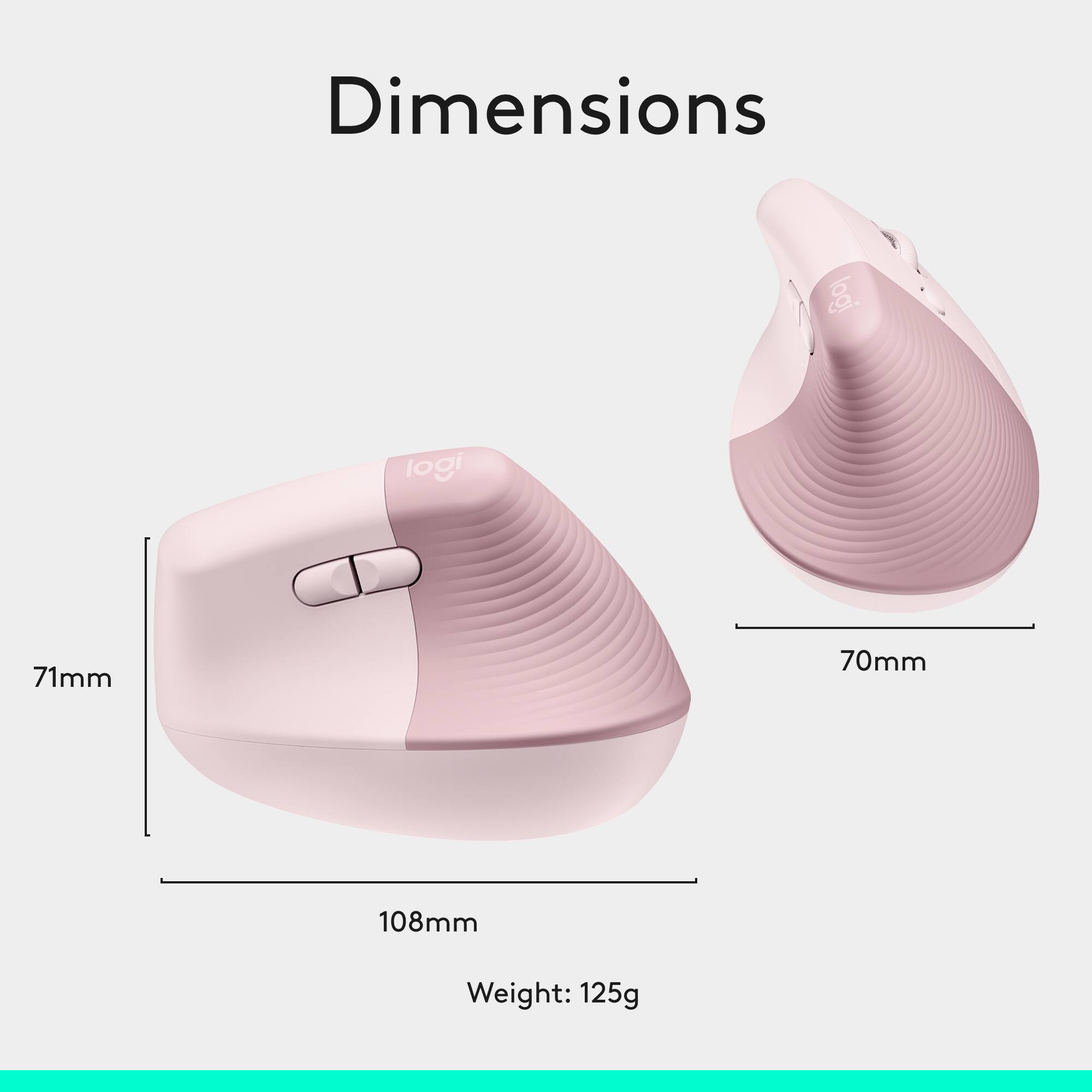 Dimensions: 71mm x 70mm x 108mm  
Weight: 125g
