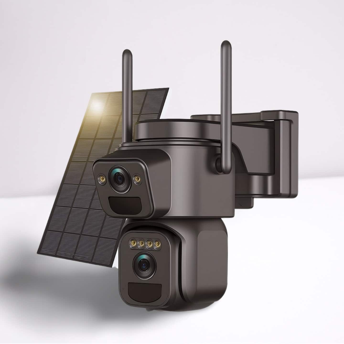 Zell Electronics - 10x Zoom 360° WiFi Outdoor Security Camera with Solar Panel, Motion Detection & Two Way Audio - Black