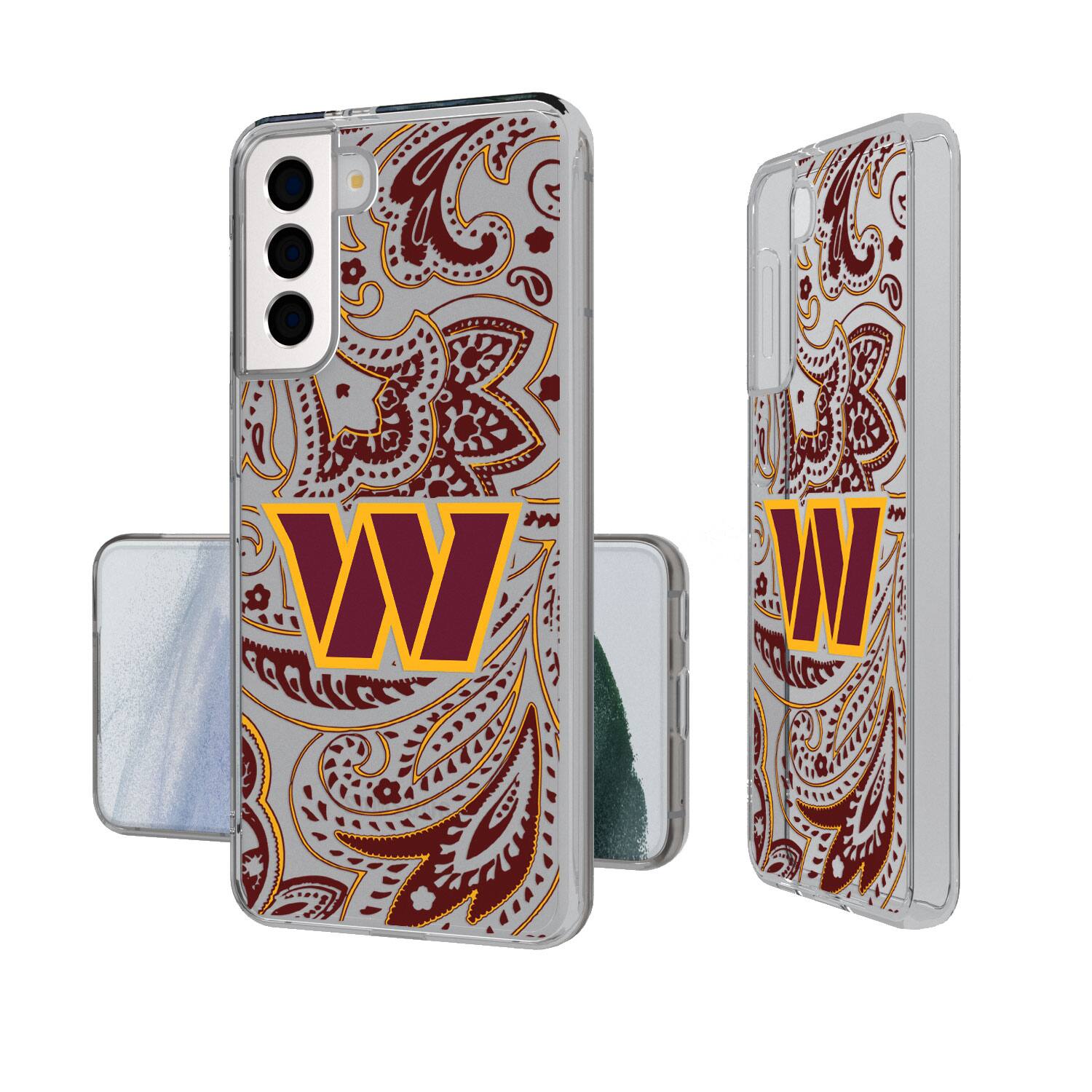Alt View 1. Keyscaper - Washington Commanders Galaxy Clear Paisley Design Case - S22 - Multicolor.