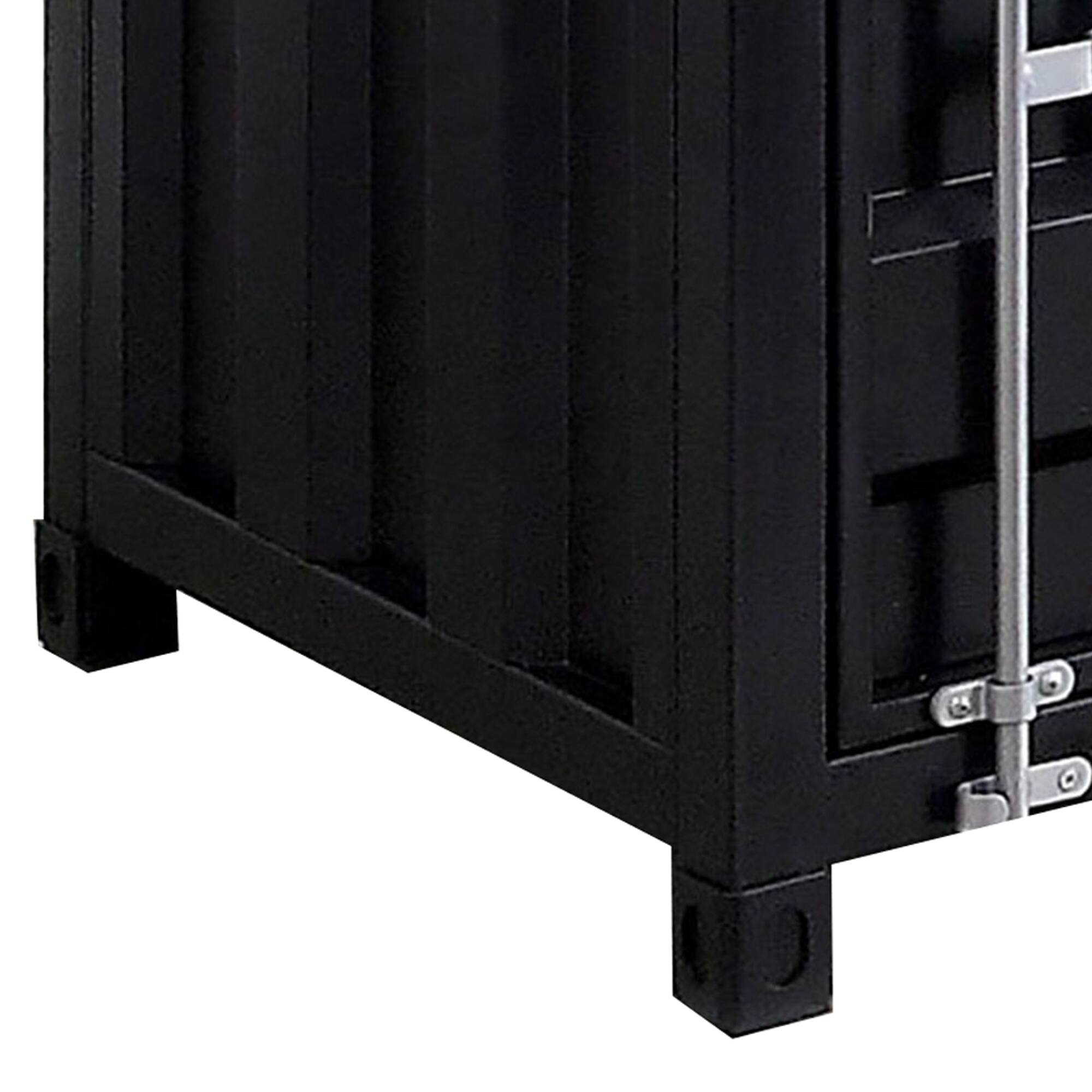 Alt View 2. Manhattan Lane - Industrial Style End Table with Sliding Door Storage - Black.
