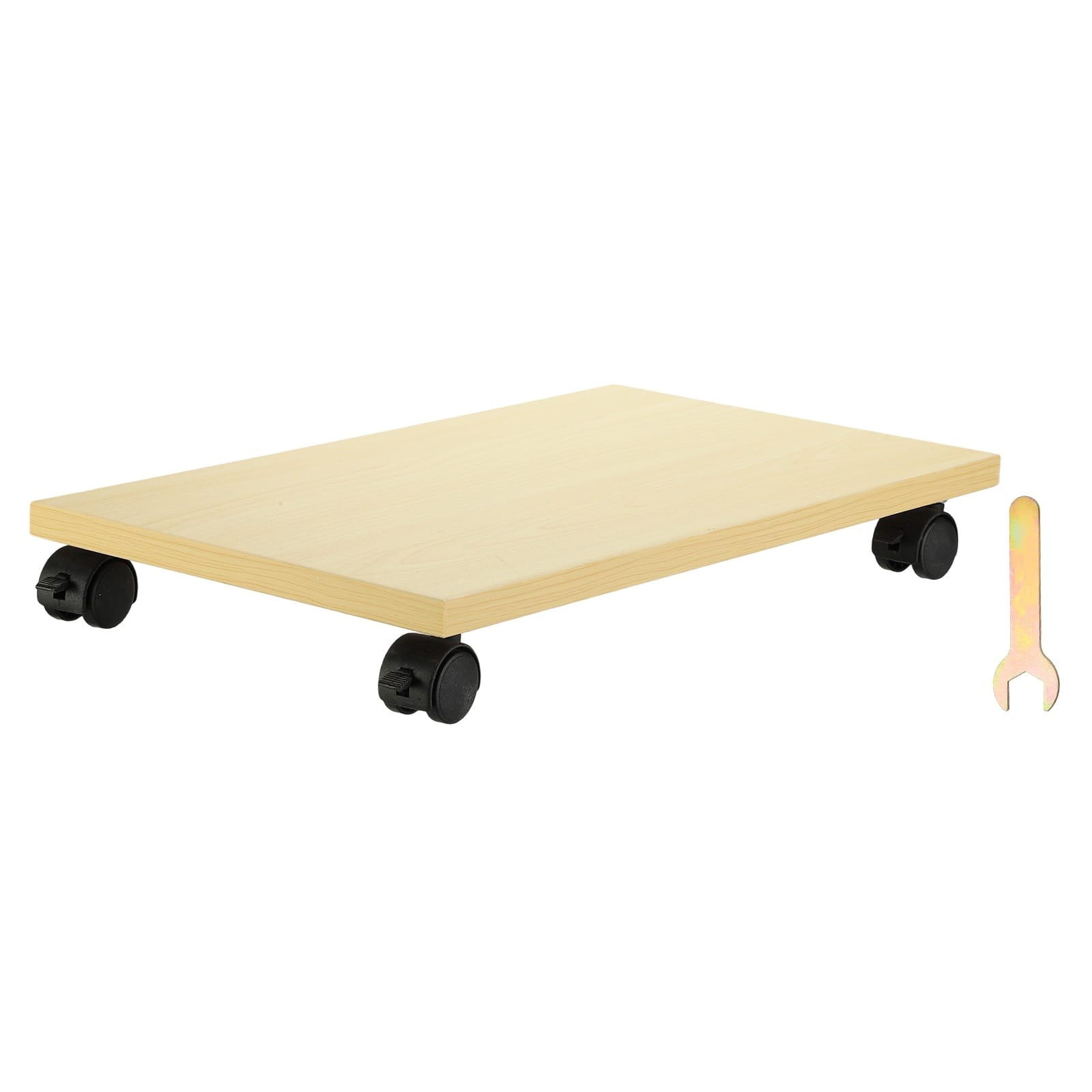 Unique Bargains - 9x16in PC Stand, Computer Tower Stand Wood CPU Holder Under Desk Mobile Cart 4 Caster Wheel for Floor Carpet - Beige