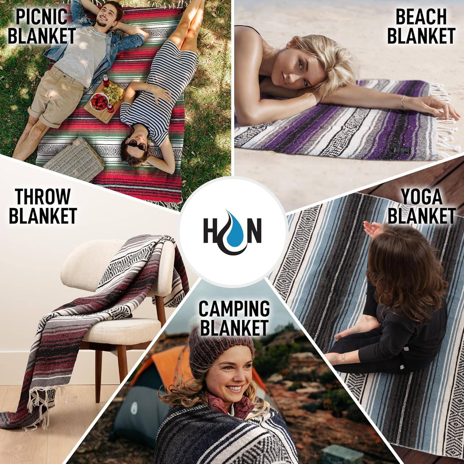 PICNIC BLANKET  
BEACH BLANKET  
THROW BLANKET  
YOGA BLANKET  
CAMPING BLANKET
