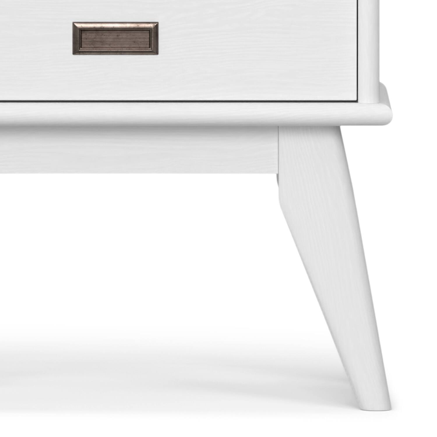 Alt View 5. Simpli Home - Draper SOLID HARDWOOD 64 inch x 22 inch Mid Century Modern Bookcase and Storage Unit in White - White.