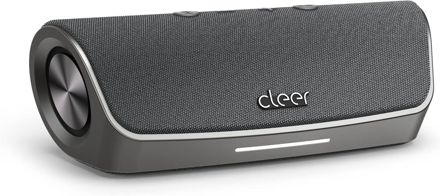 Cleer - Scene Bluetooth Speaker – Waterproof IPX7, 12H Playtime, Deep Bass, Mic, Portable - Gray