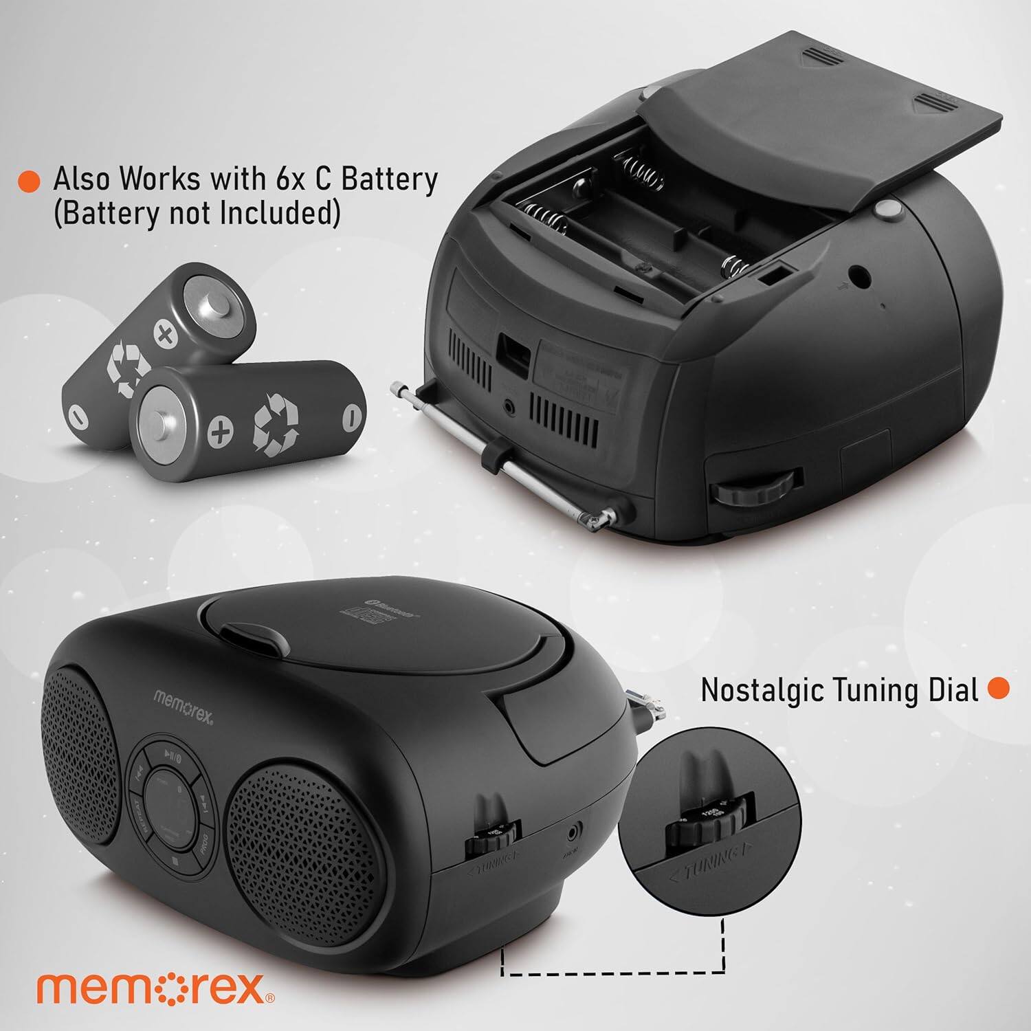 Also Works with 6x C Battery (Battery not Included), memorex, MB Nostalgic Tuning Dial 1 70z / TORING mem.c.re rex
