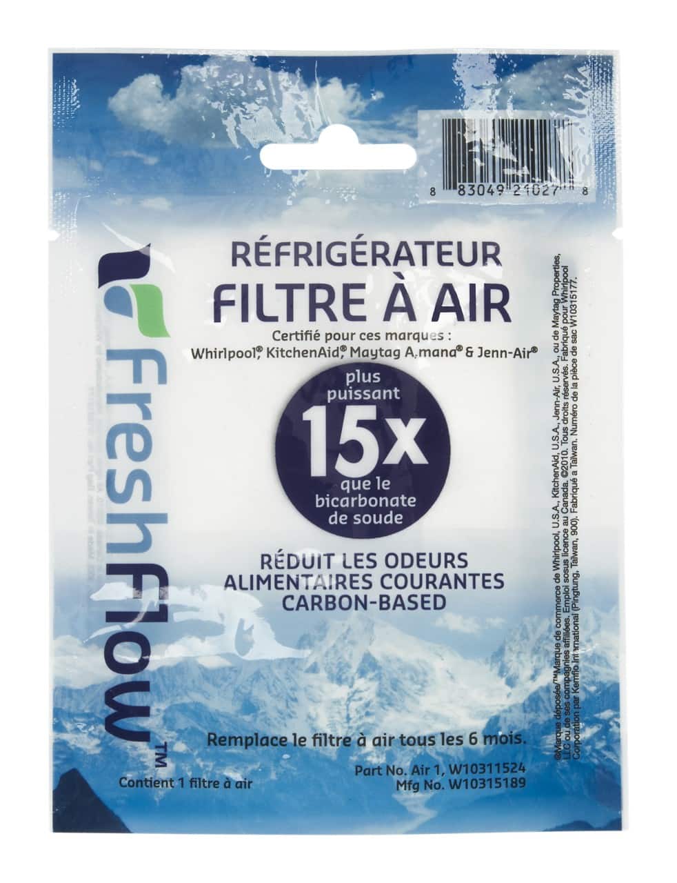 Whirlpool - FreshFlow Refrigerator Air Filter - White - Front_Zoom