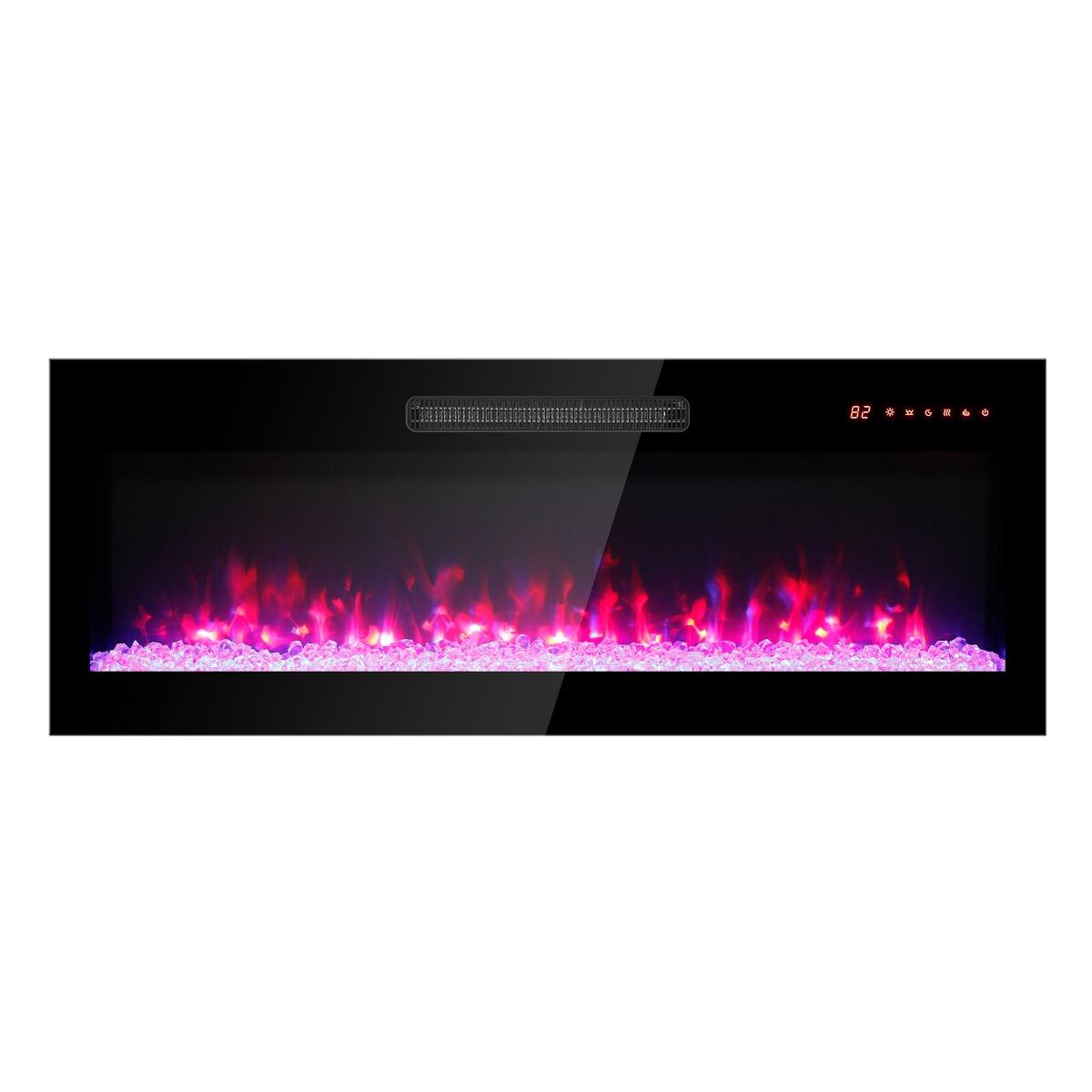 Left. Loheer - Loheer 42 inch electric fireplace Wall Mounted Recessed Heater - Black.