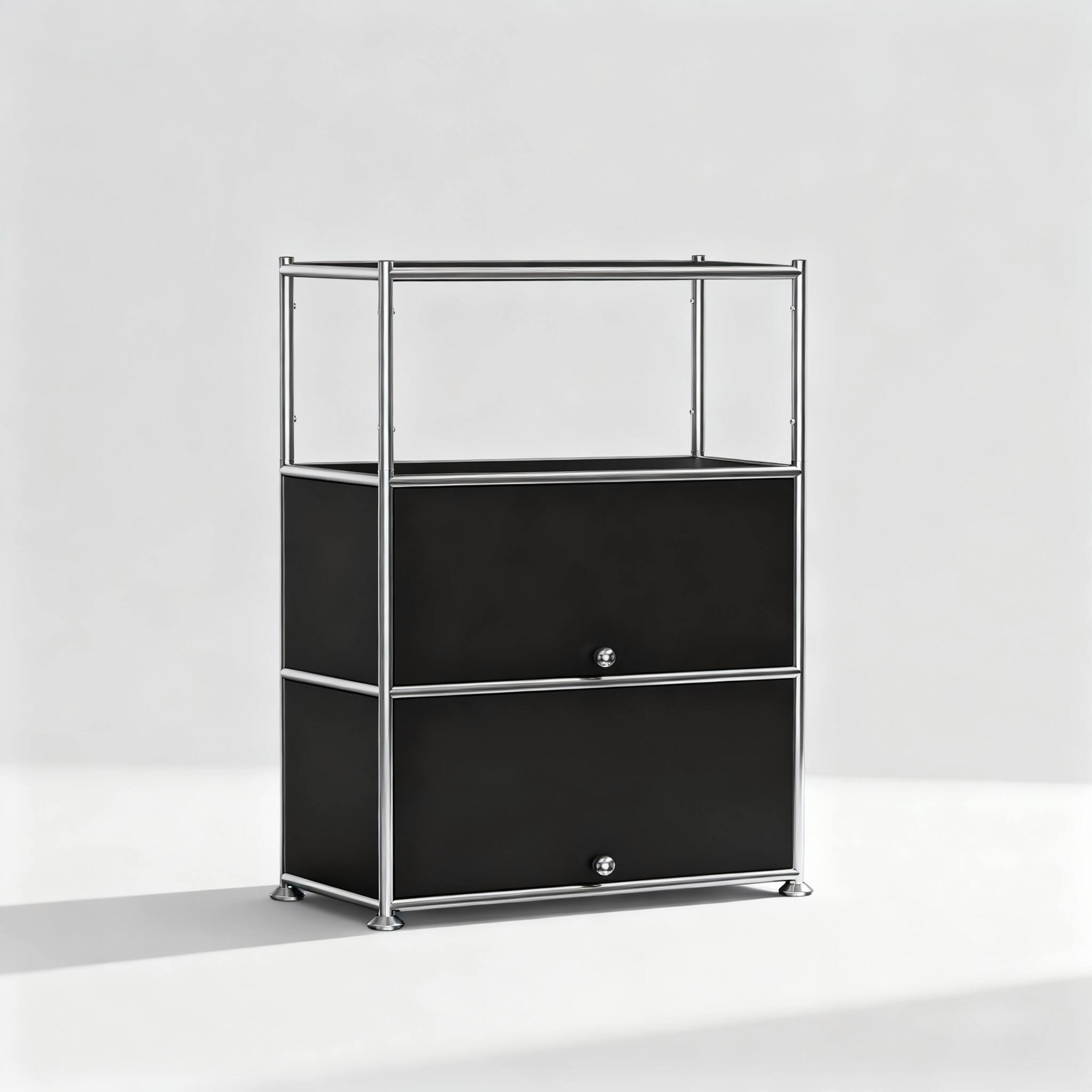 Alt View 1. Malletson - Metal Modular Sideboard Storage Cabinet 3 Tier, Modern Grid-Style, for Dining Room or Office - Black.