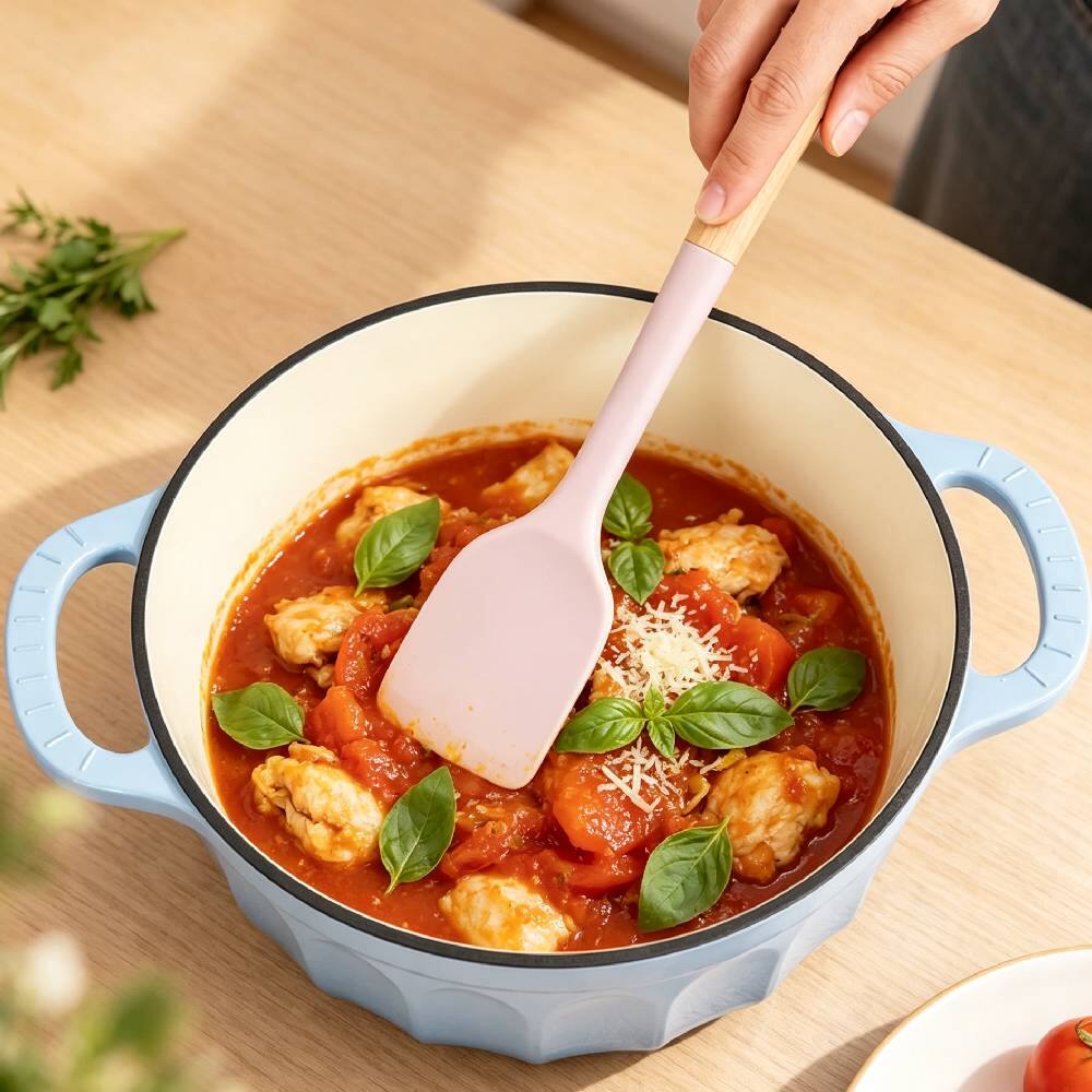Alt View 8. Winado - 5 QT Enameled Cast Iron Dutch Oven with Gradient Petal Texture,Heat-Resistant Gloves, Pot Mat for Bread Baking, Roasting - Blue.