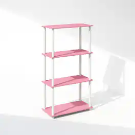 Furinno - Turn-N-Tube 4-Tier Multipurpose Shelf Display Rack, Shelving Unit, Bookcase - Pink/White