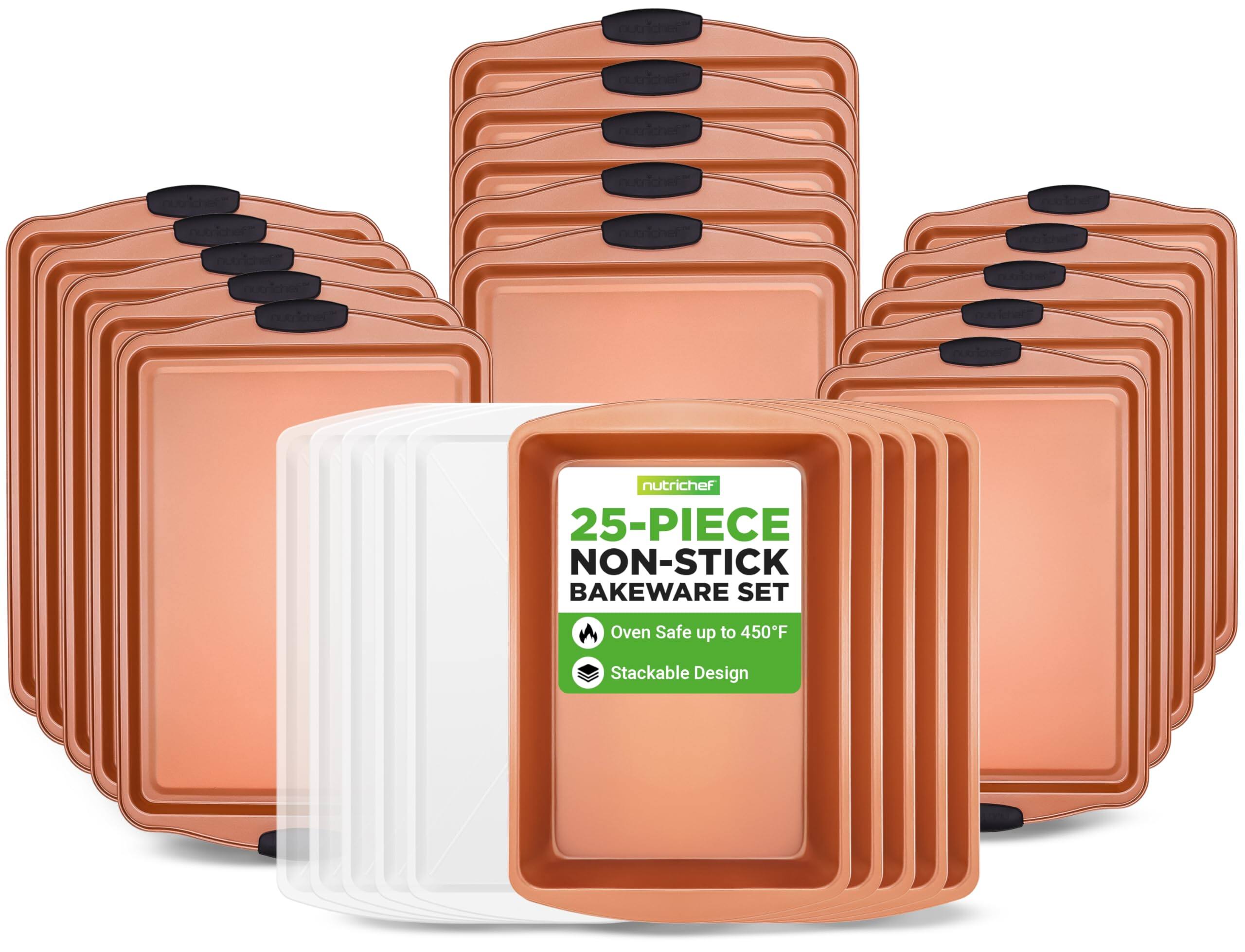 nutrichef 25-PIECE NON-STICK BAKEWARE SET  
Oven Safe up to 450°F  
Stackable Design