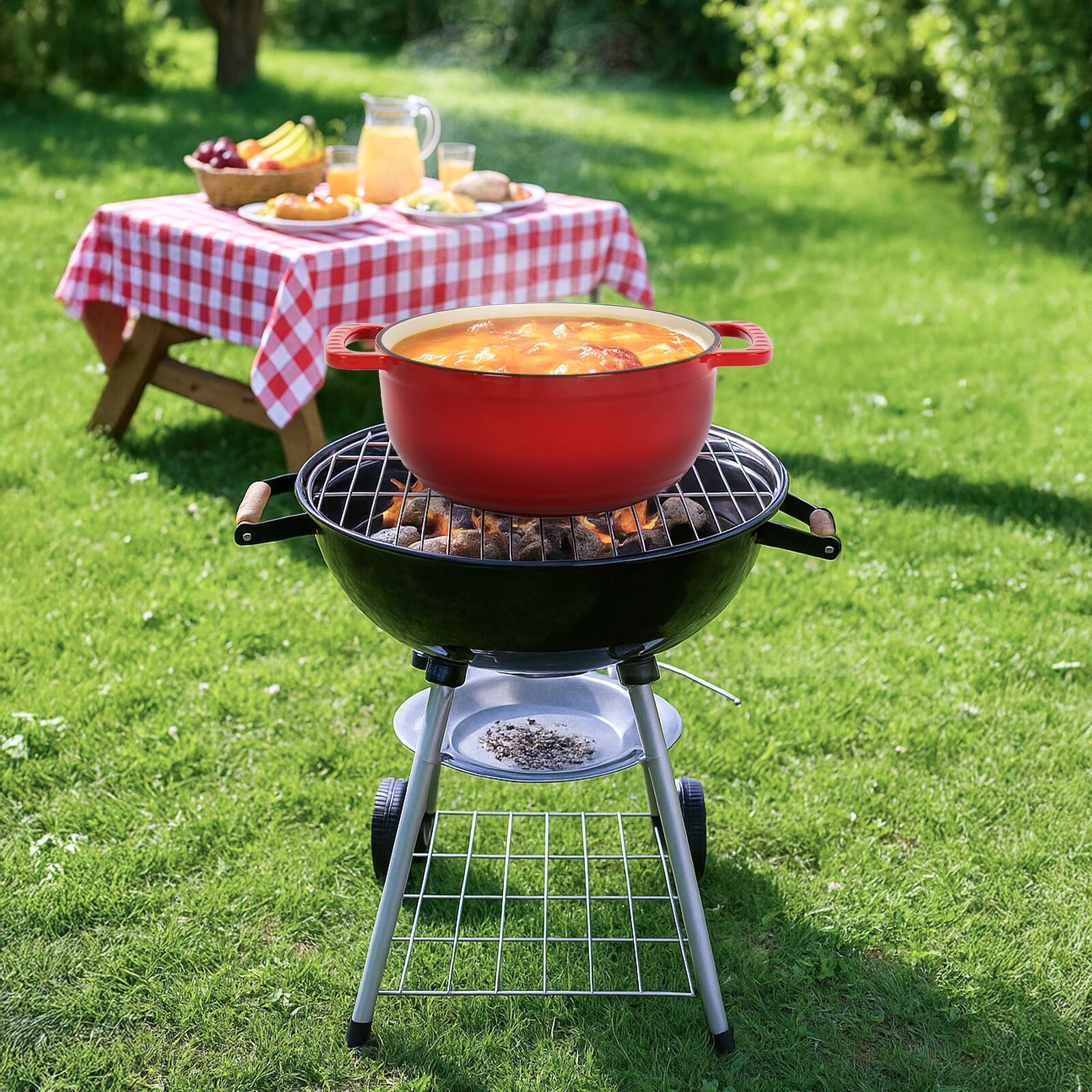 Alt View 7. Winado - 5QT Dutch Oven Enameled Cast Iron Bread Oven with Moisture-Lock Lid for Sourdough Baking & Cooking, Oven & Stovetop Safe - Red.
