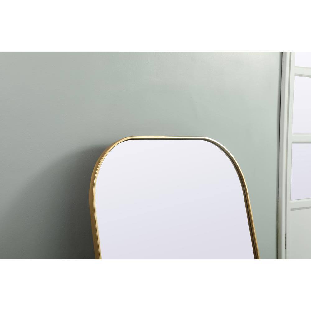 Alt View 3. Elegant Decor - Metal Frame Arch Full Length Mirror 35x66 Inch in Brass - Brass.