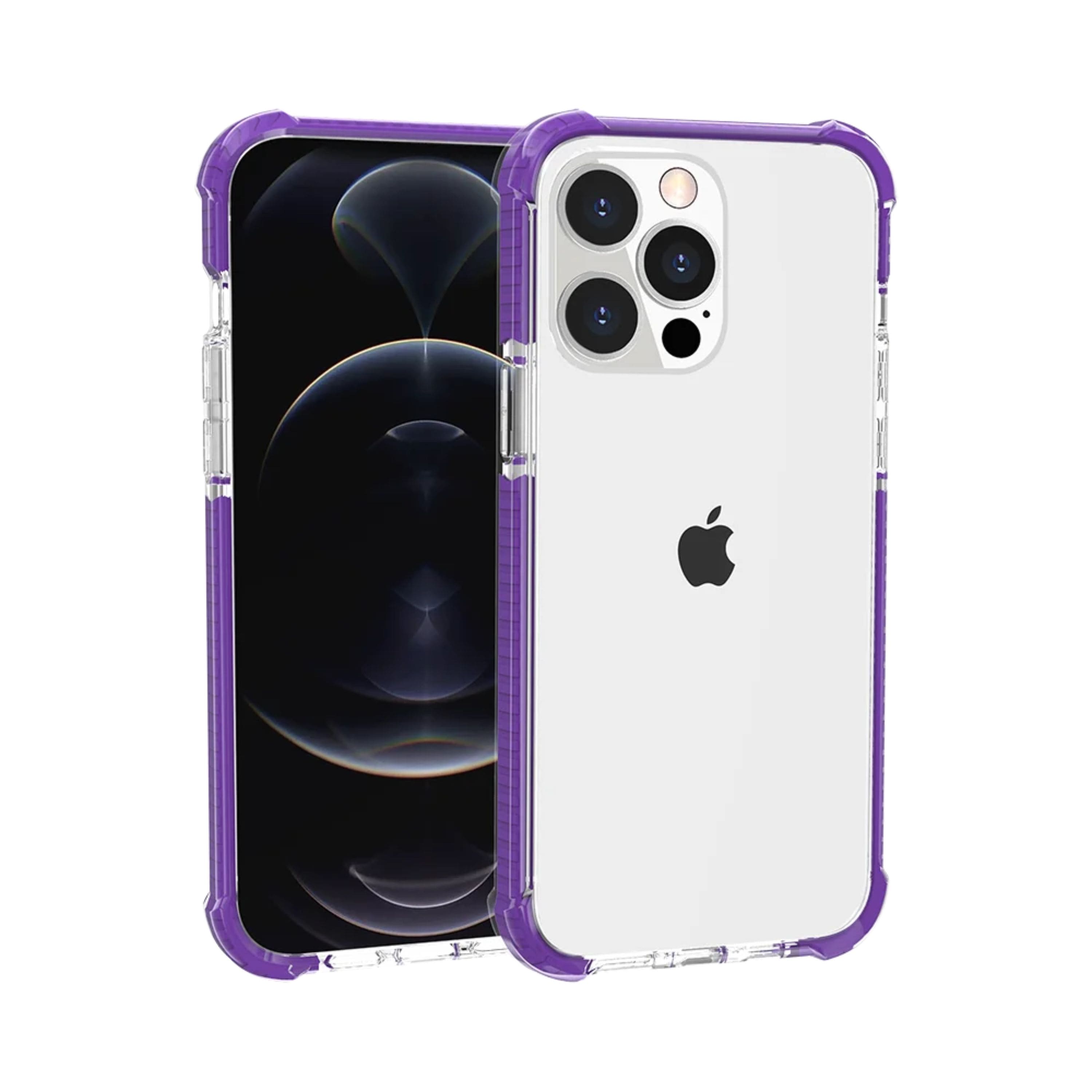 Kitcheniva - Shockproof Acrylic Transparent Phone Case With 2 Pcs Screen Protectors For iPhone 15 Pro Max - Purple