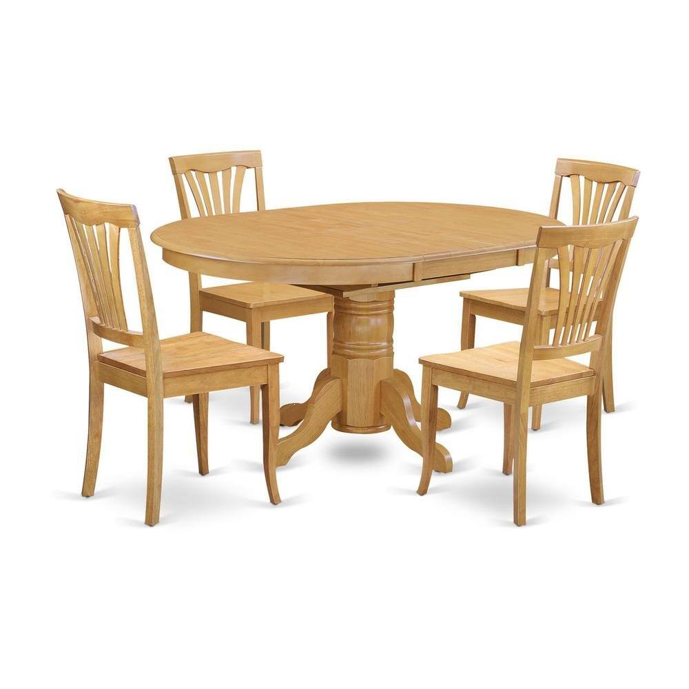 Left. FurniFact - Elegant Wooden Dining Room Table Set for 4 – Kitchen Table and Chairs - Oak.