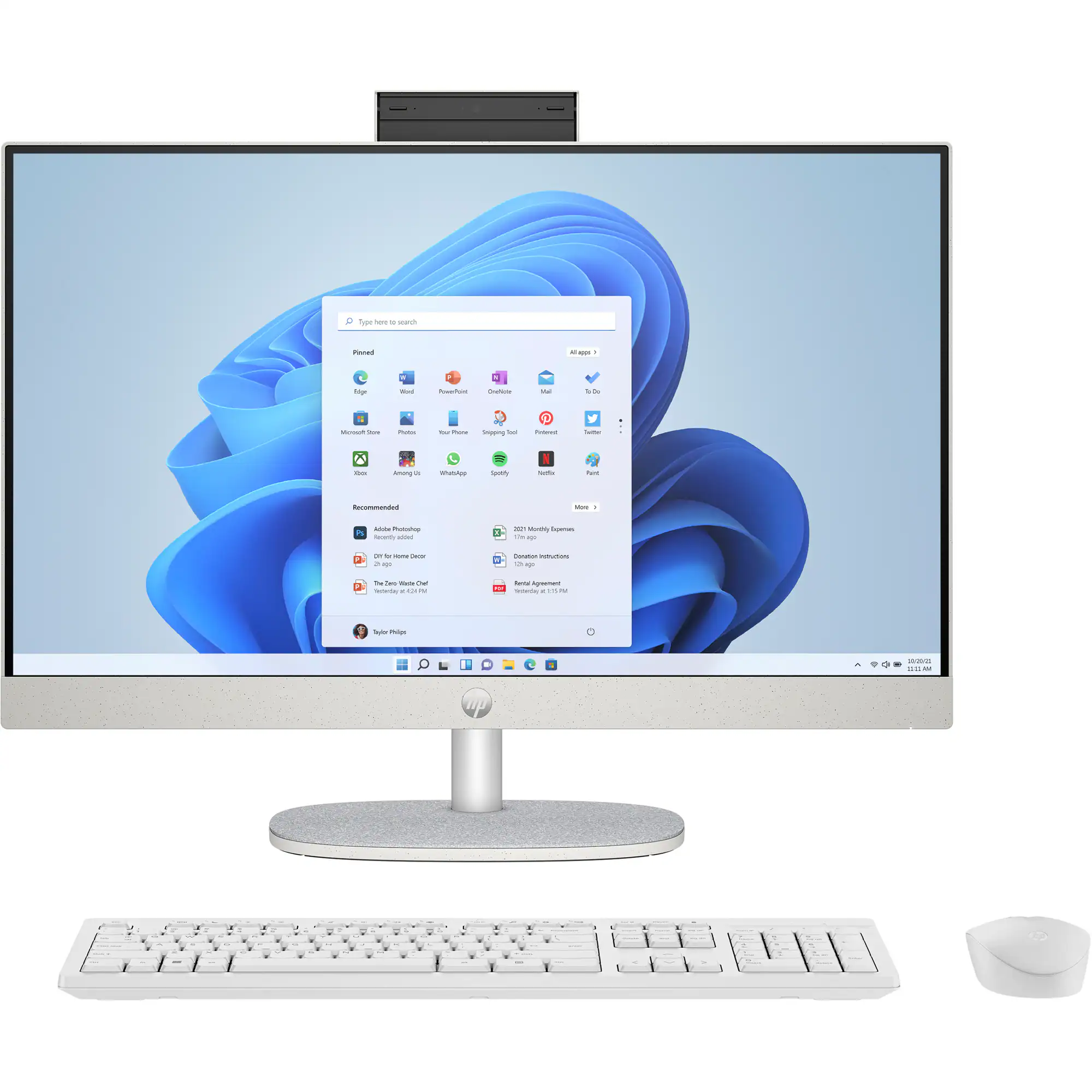 HP - 23.8" All-in-One - AMD Athlon Silver 7120U - 8GB Memory - 256GB SSD - Shell White