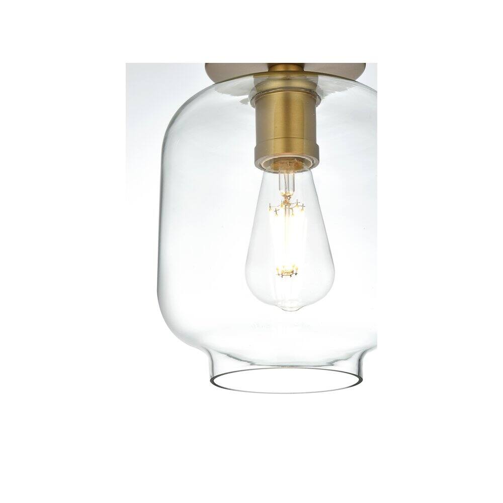 Alt View 3. Living District - Collier 7.5 Inch Flush Mount Ceiling Light Clear Shade in Satin Gold - Satin Gold And Clear.