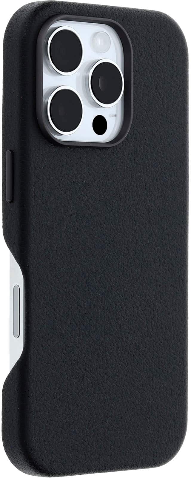 Angle Zoom. OtterBox - Symmetry Cactus Leather Series Hard Shell for MagSafe for Apple iPhone 16 Pro - Black.