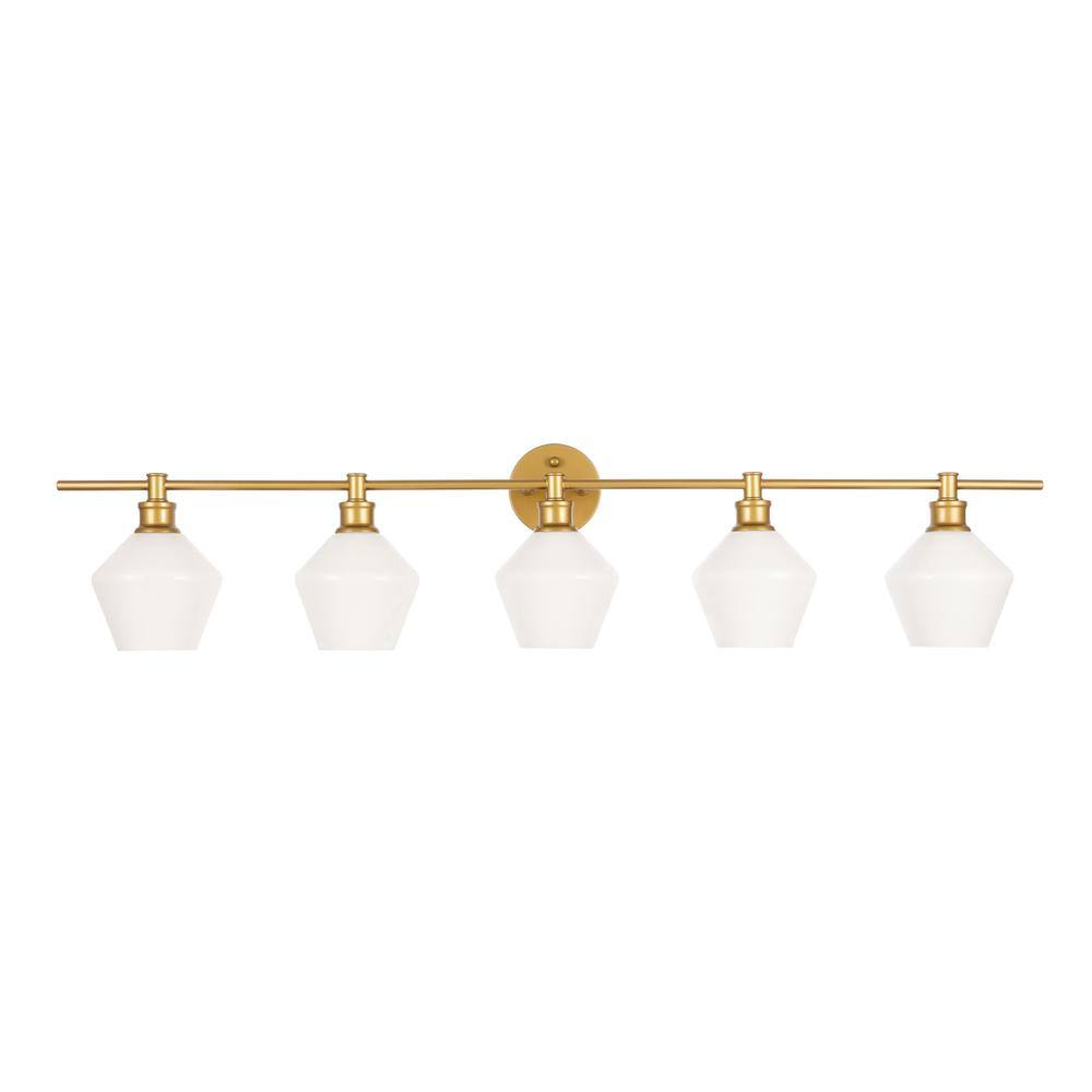 Alt View 1. Living District - Gene 5 light Brass and Frosted white glass Wall sconce - Brass And Frosted White Glass.
