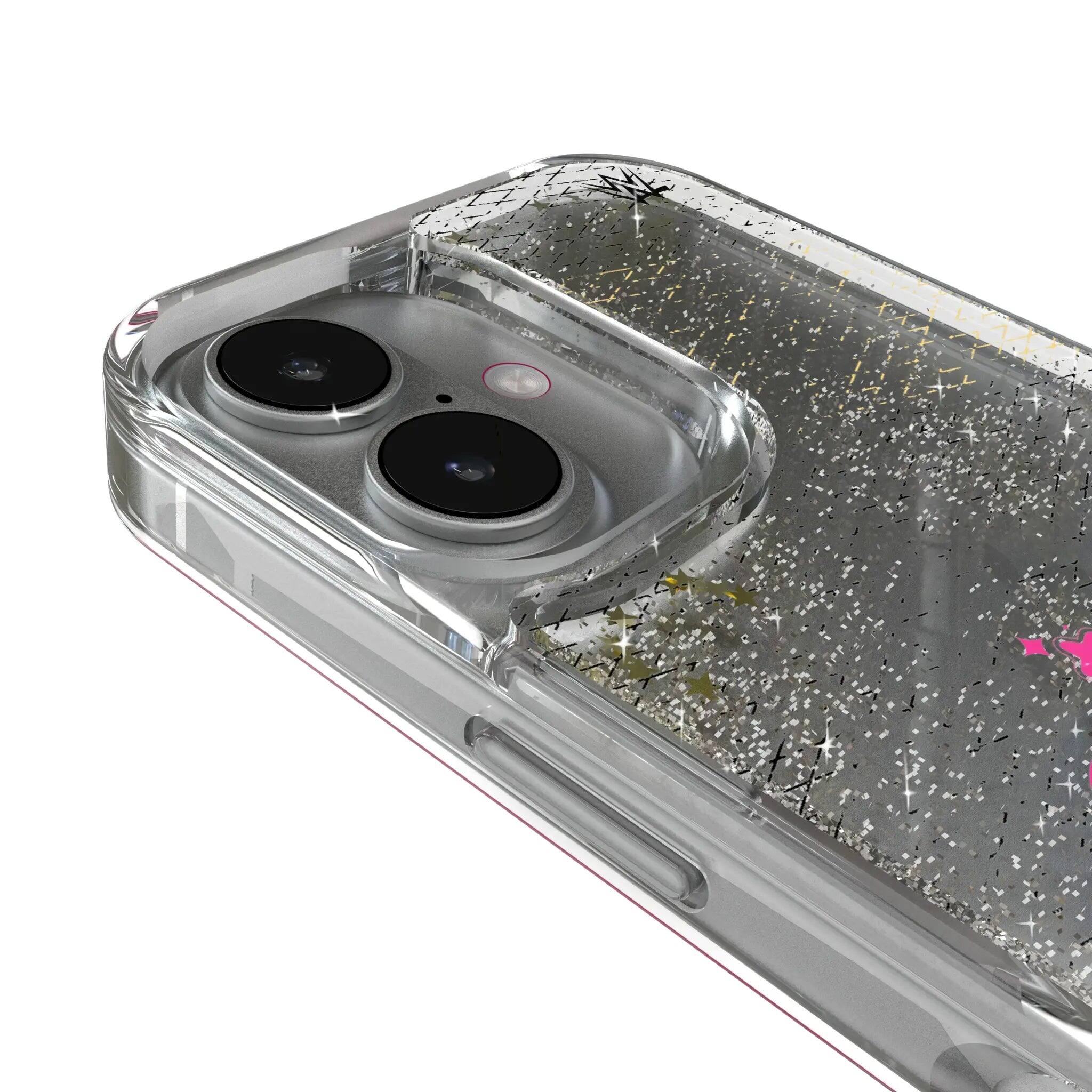 Left. Keyscaper - WWE Steel Glitter Phone Case - Apple iPhone 15 - Tiffany Stratton.