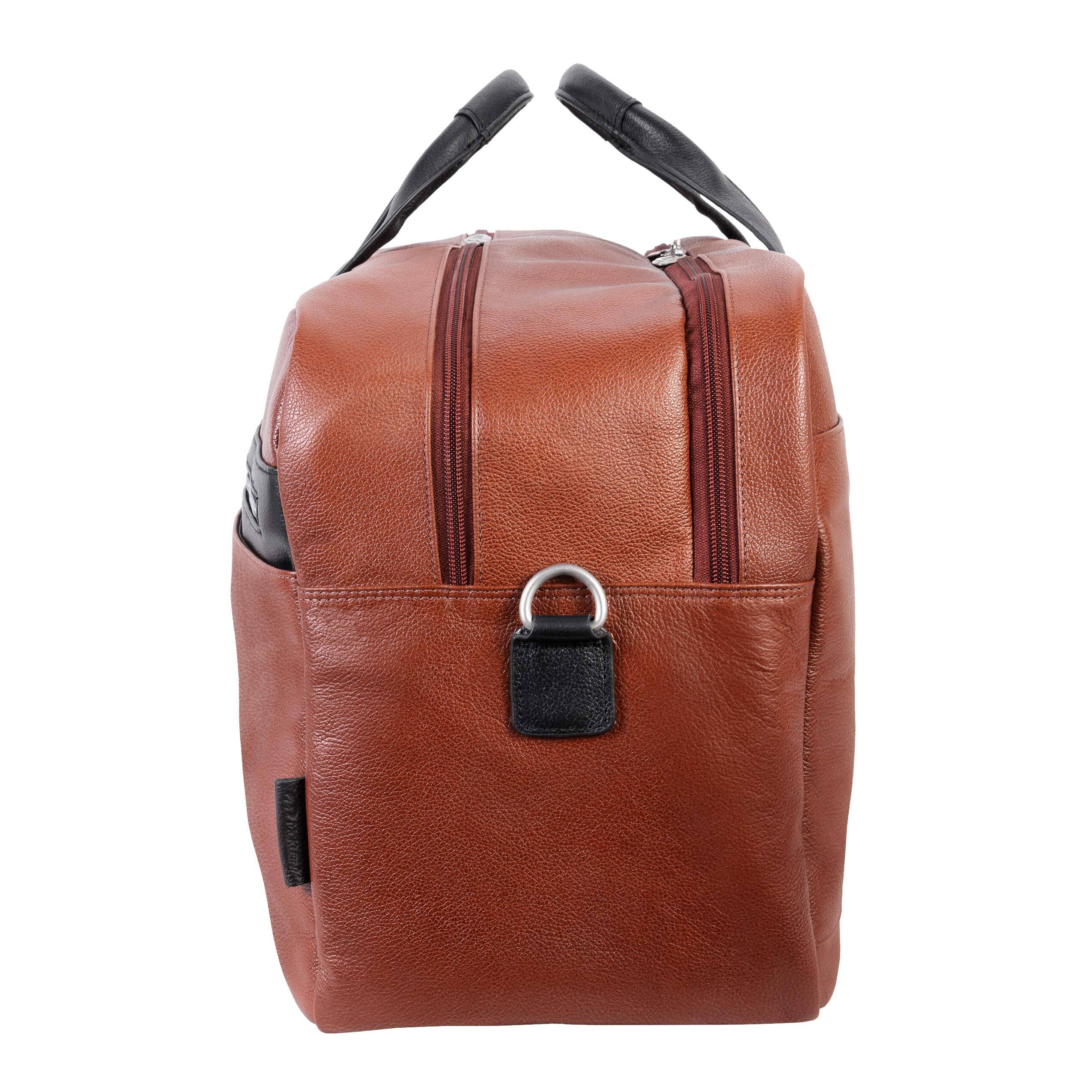 Alt View 9. McKlein - 21" Leather Duffel Bag Pebble Grain Calfskin Dual-Compartment Laptop Tablet Travel Weekender Overnight Crossbody - Brown.