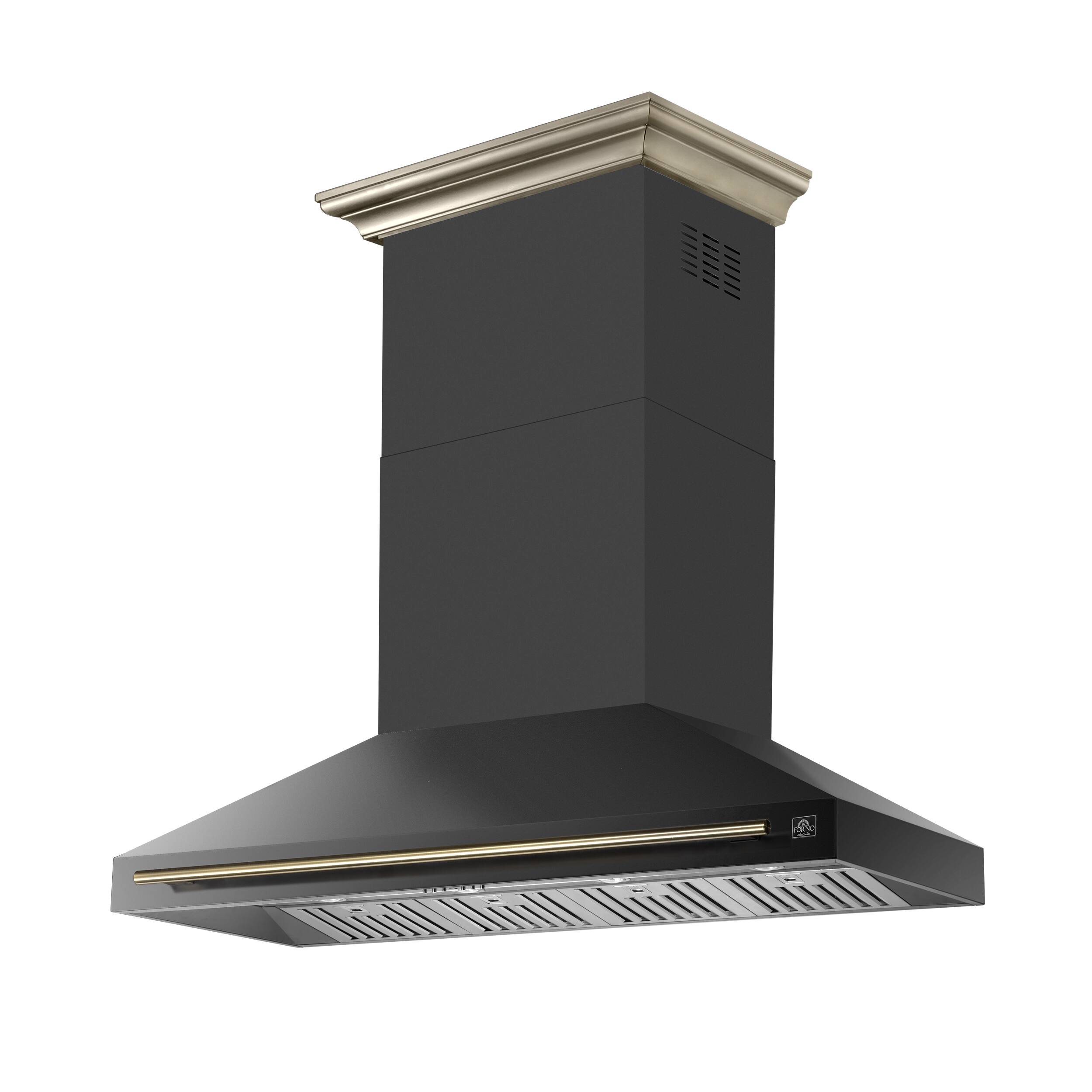 Angle. Forno Appliances - Aria 60 in. Convertible Wall-Mounted Range Hood - Black.