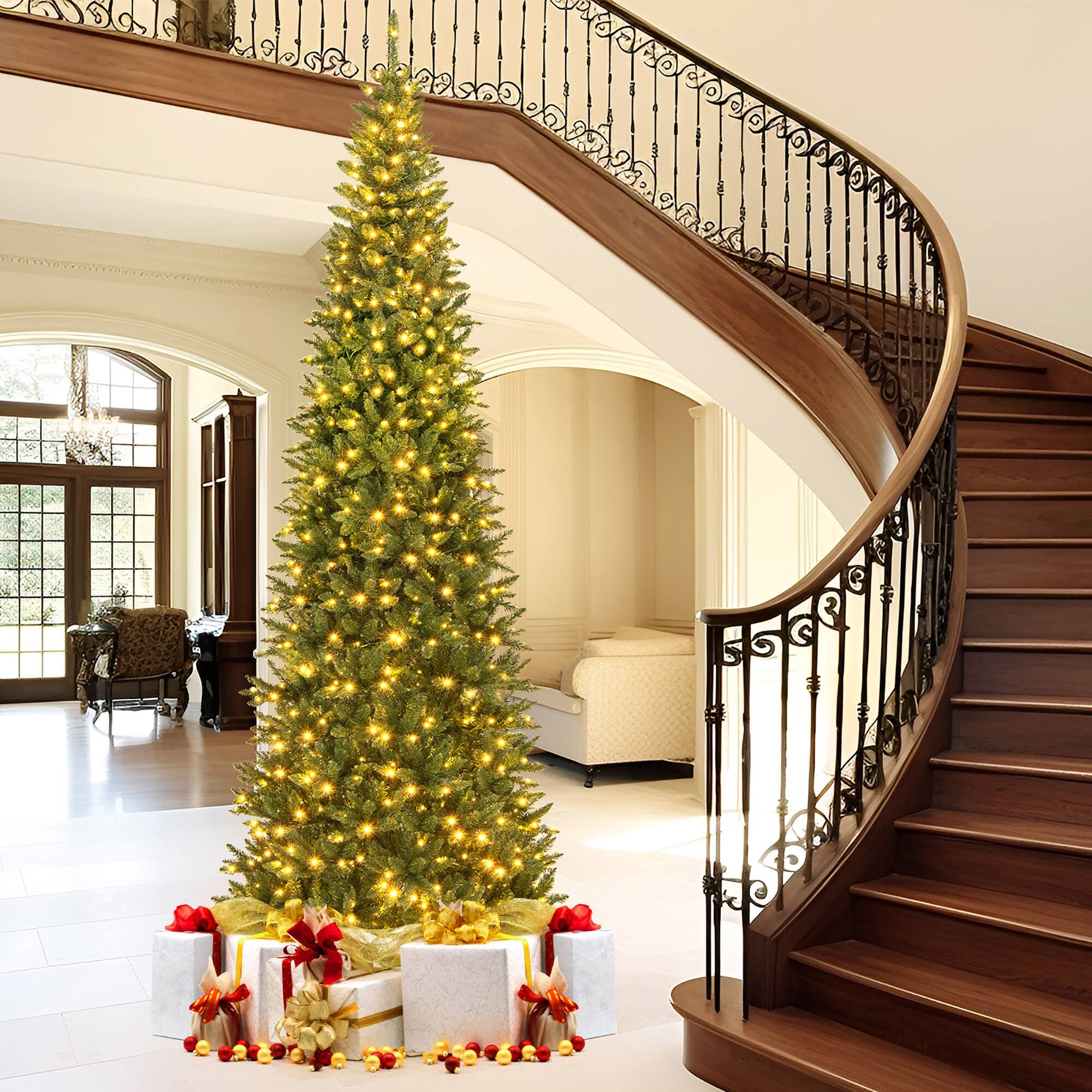 Alt View 3. Gymax - Gymax 12 FT Artificial Xmas Tree w/ Quick Power Connector & 800 Warm White LED Lights - Green.