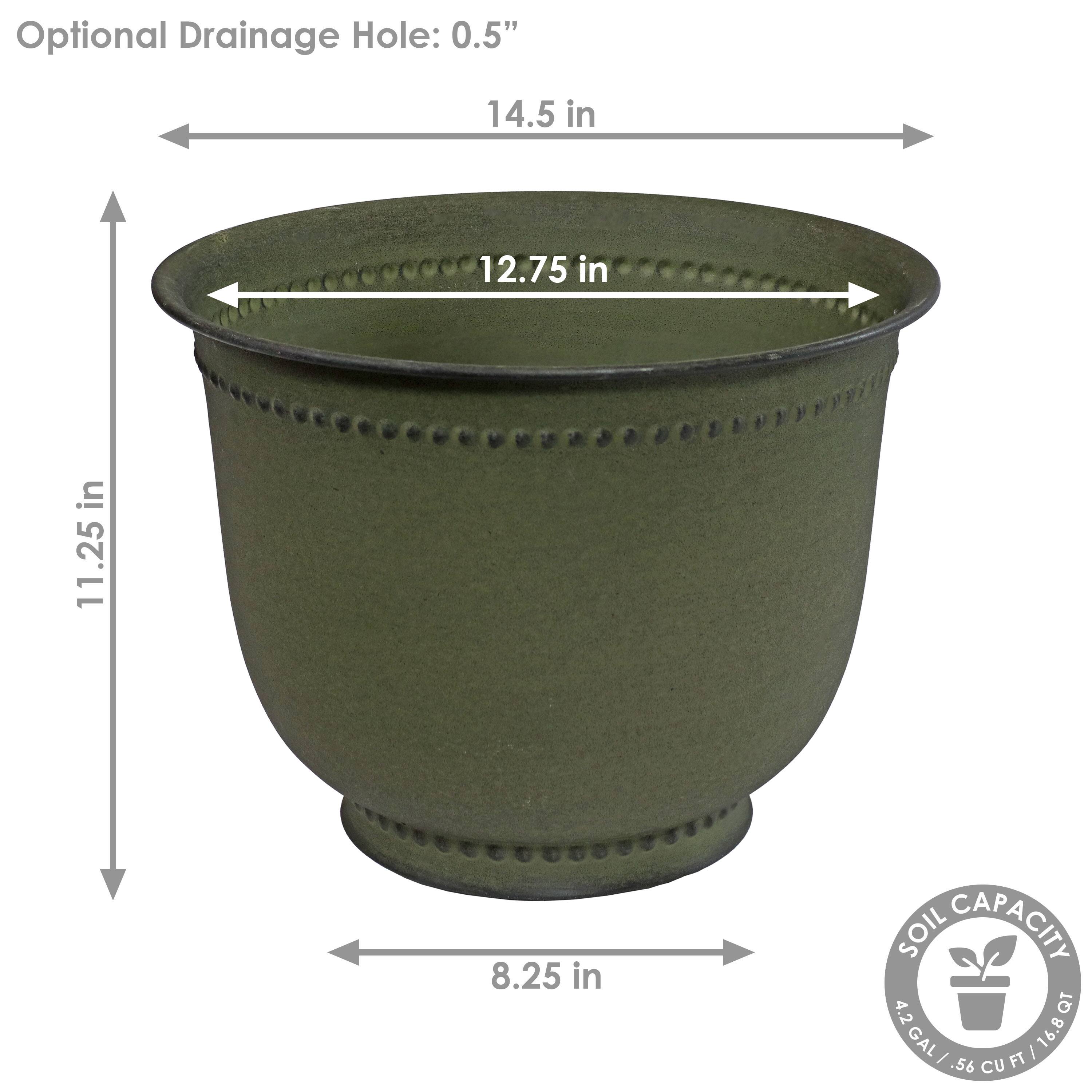 Optional Drainage Hole: 0.5"

14.5 in

12.75 in

11.25 in

8.25 in

SOIL CAPACITY: 4.2 GAL / 16.8 QT / .56 CU FT